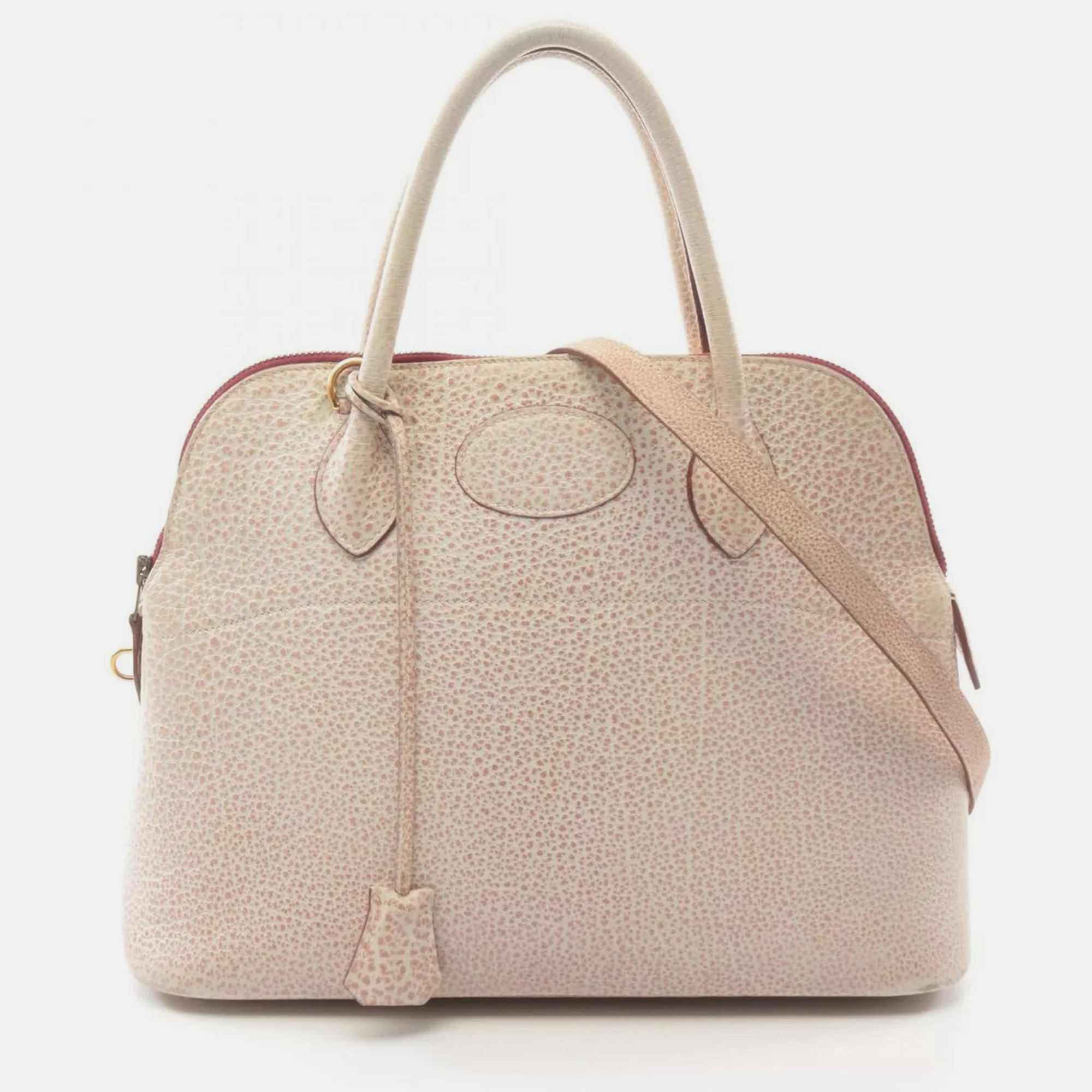 

Hermes White Buffalo Leather Skipper Bolide31 Handbag Ghw