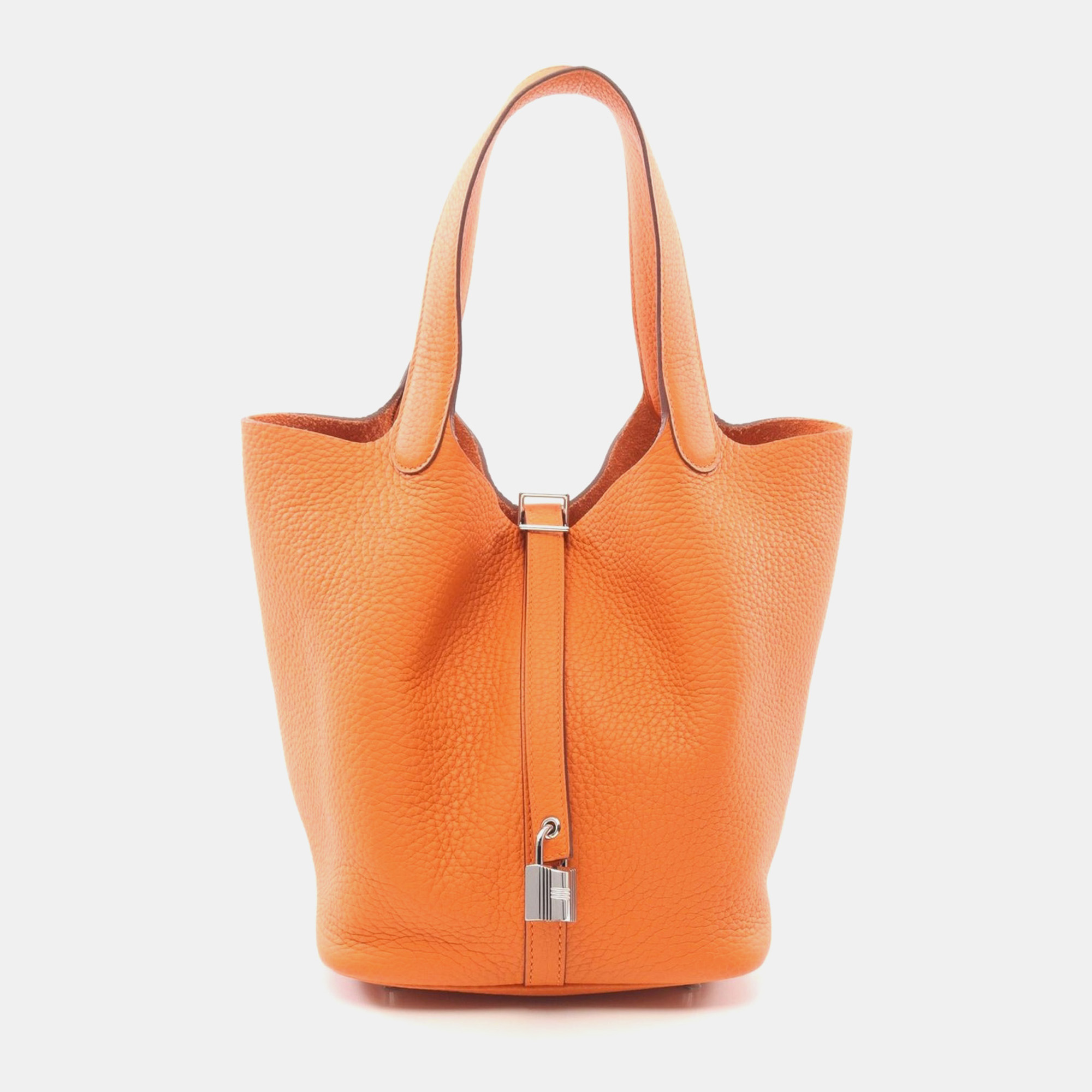 

Hermes Orange Clemence Leather Picotin Lock Mm Handbag