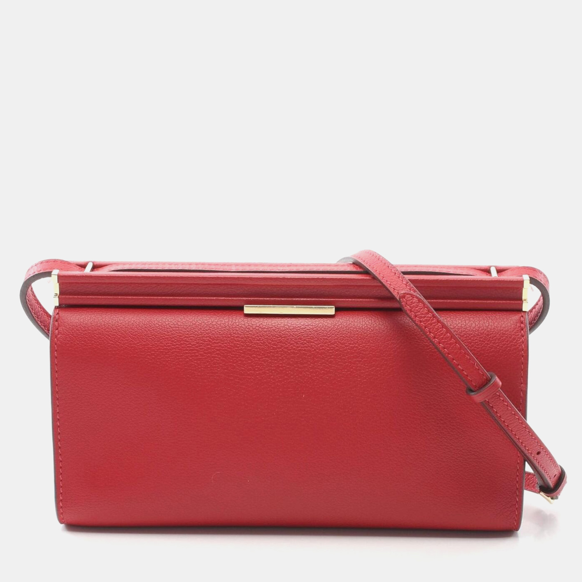 

Hermes Rouge Coeur Evergrain Leather Clic H 21 Shoulder Bag, Red