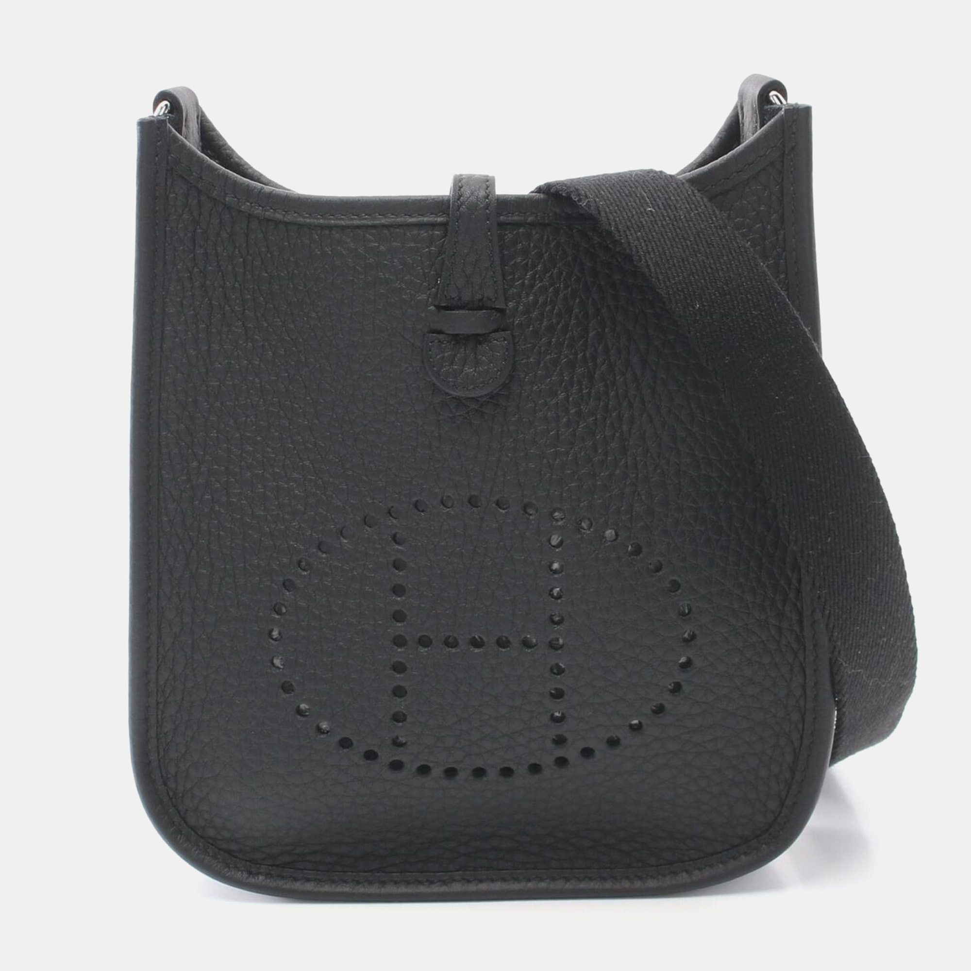

Hermes Black Taurillon Clemence Leather Evelyne Shoulder Bag