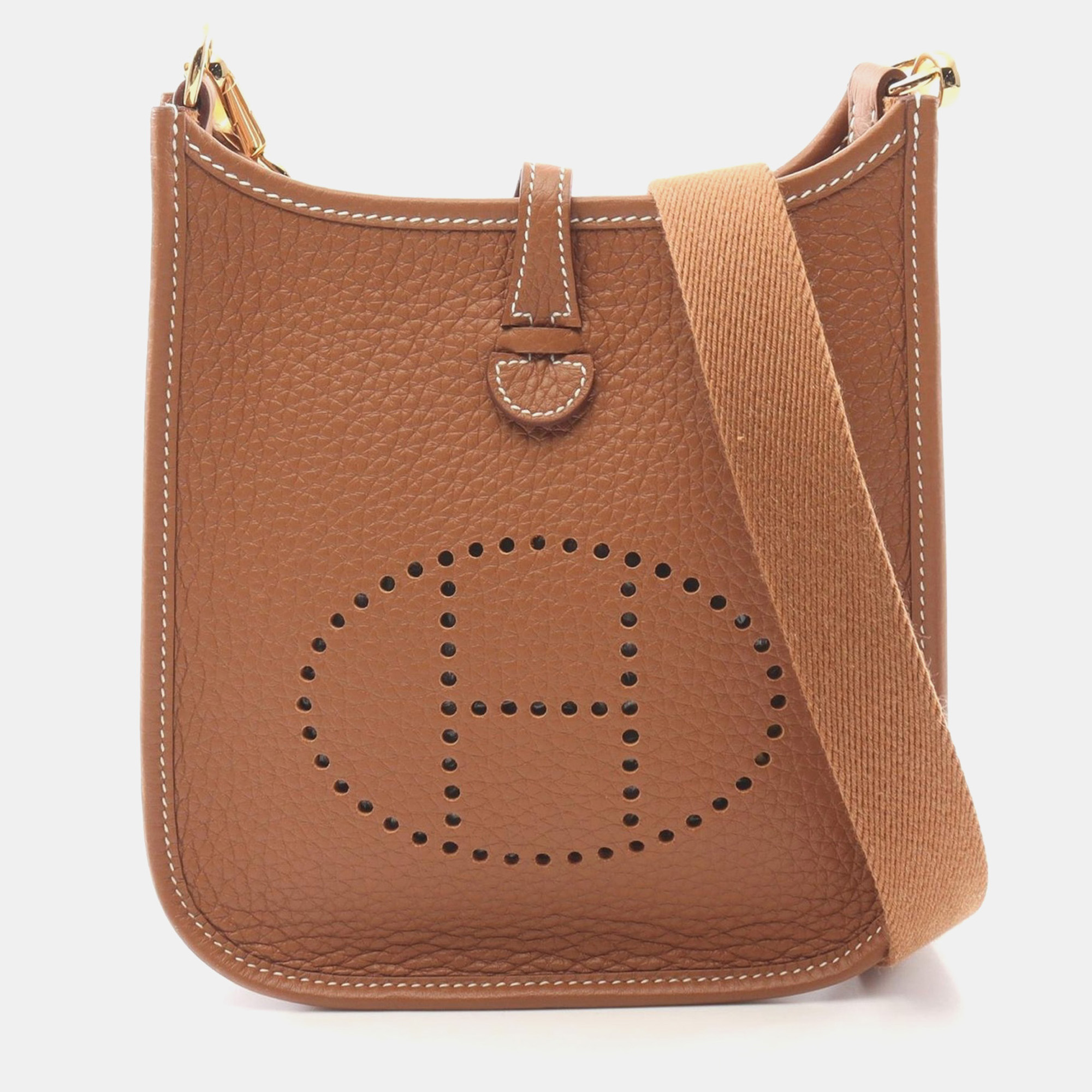 

Hermes Gold Taurillon Clemence Leather Evelyne TPM Shoulder Bag