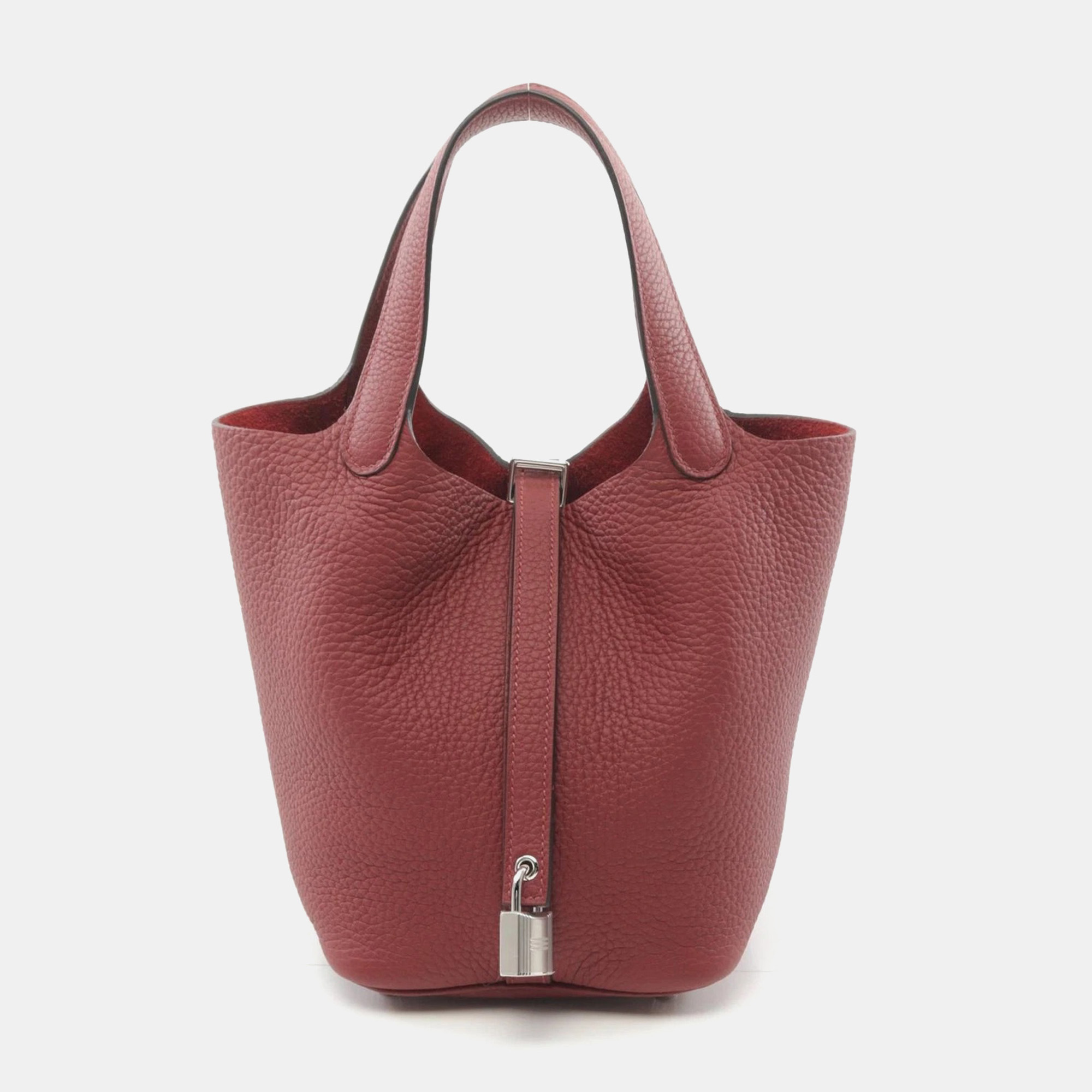 

Hermes Ruby Taurillon Clemence Picotin Lock Pm Hand Bag, Red
