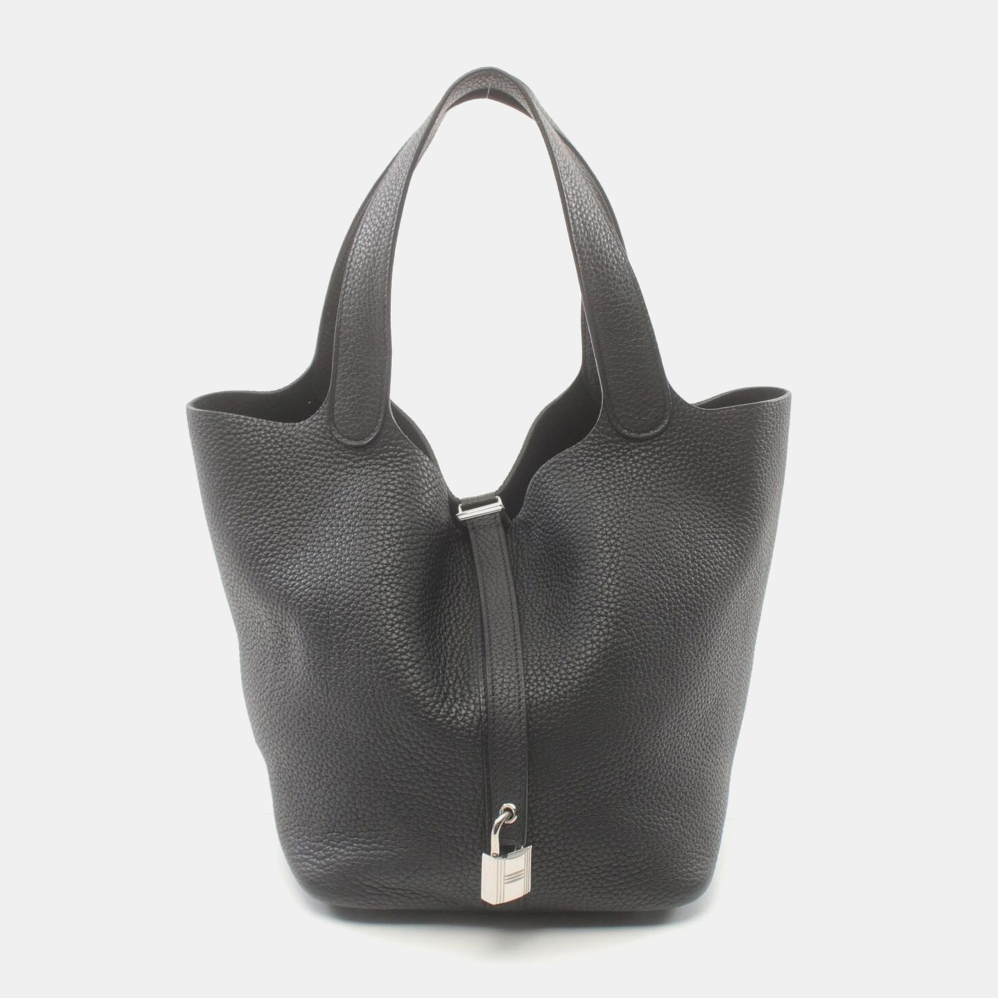 

Hermes Black Taurillon Clemence Leather Picotin Lock 22 Handbag