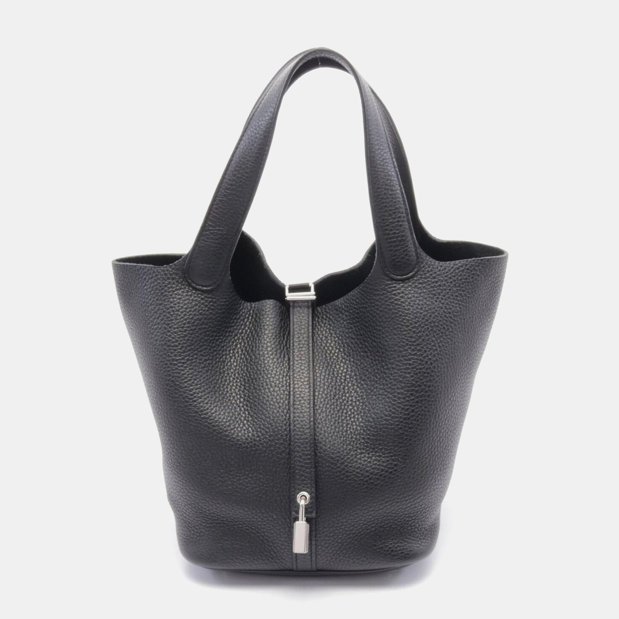 

Hermes Black Taurillon Clemence Leather Picotin Lock 22 Handbag