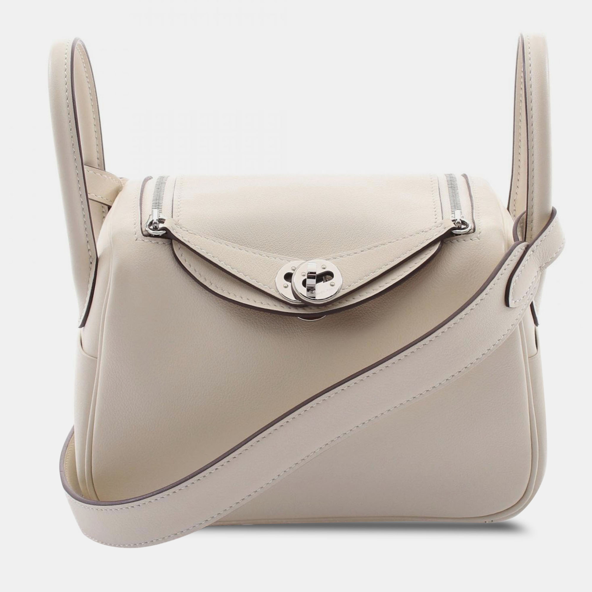 

Hermes Nata Swift Leather Lindy Mini Shoulder Bag, White