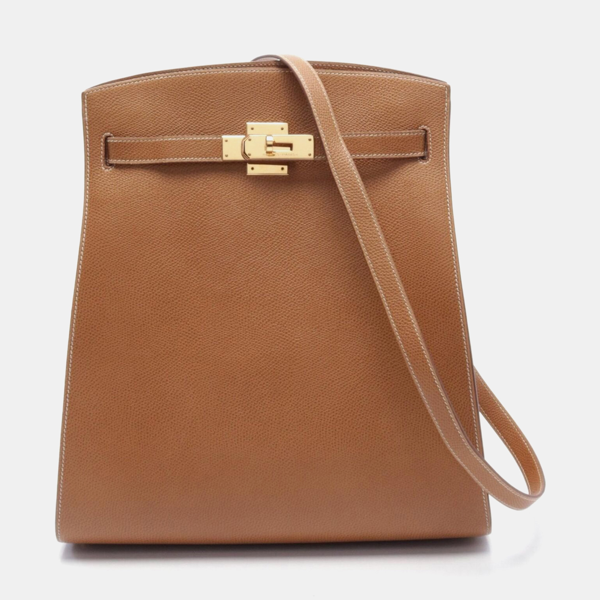 

Hermes Gold Courchevel Kelly Sports GM Shoulder Crossbody Bag Gold GHW