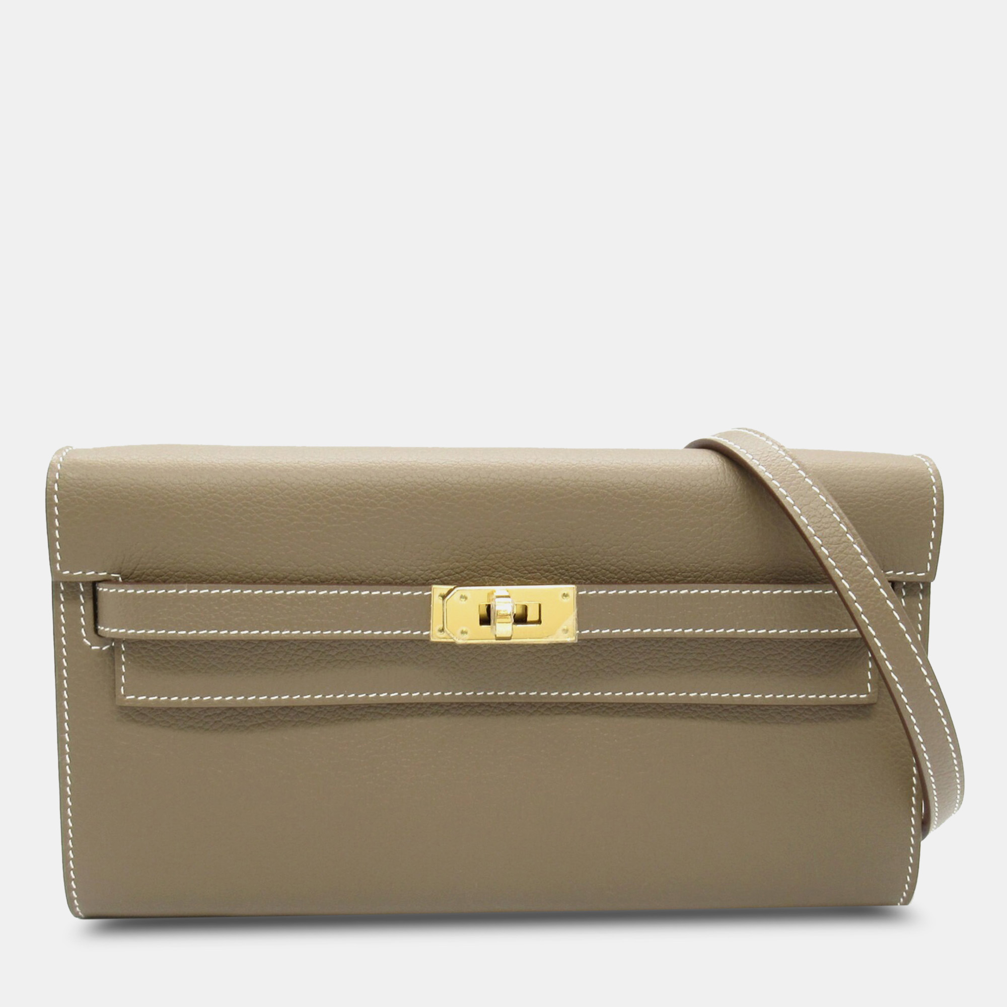 

Hermes Etoupe Grey Evercolor Leather Kelly To Go Shoulder Bag, Brown