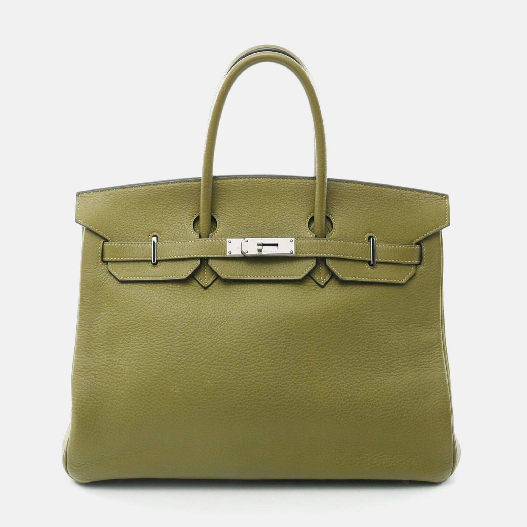 

Hermes Anis Green Taurillon Clemence Palladium Finish Birkin 35