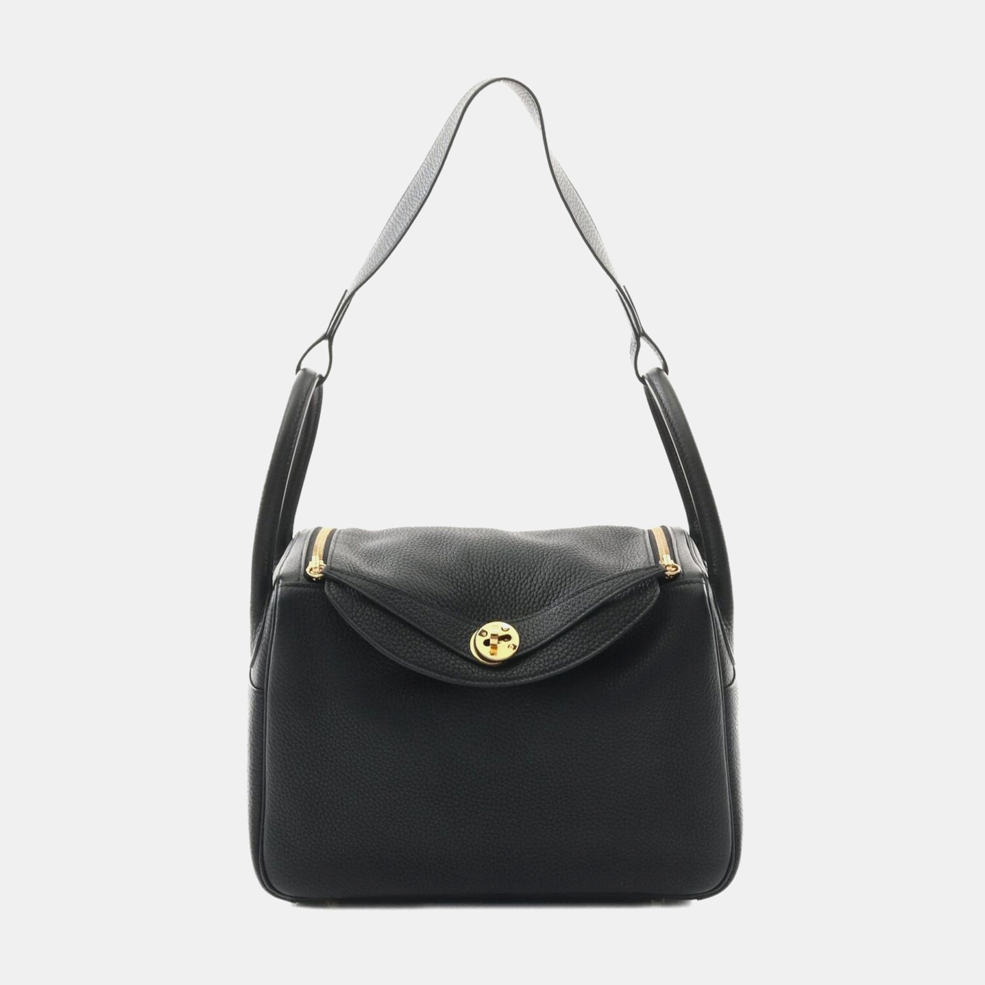 

Hermes Black Taurillon Clemence Lindy 30 Shoulder Bag GHW