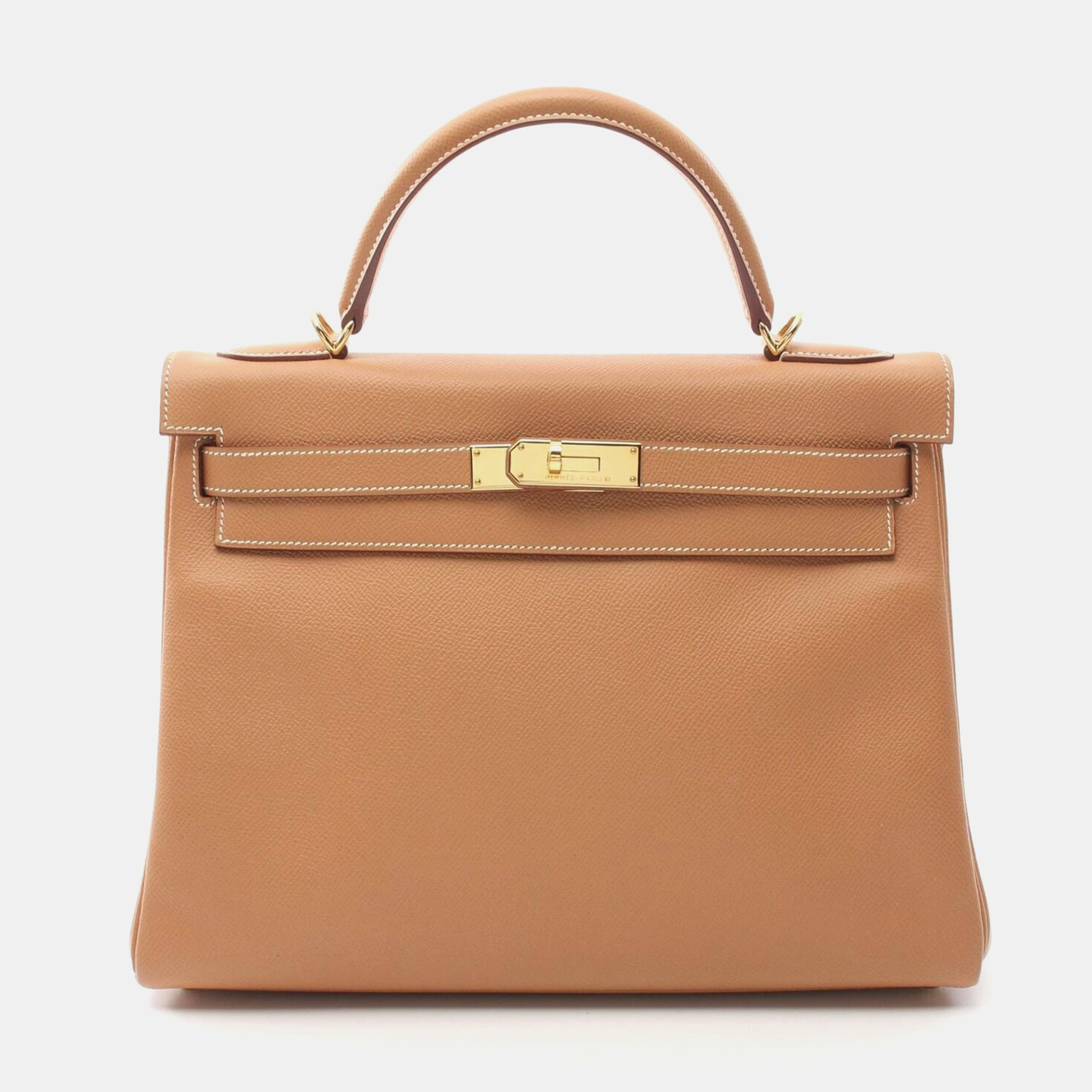 

Hermes Natural Courchevel Leather Kelly 32 Handbag, Brown