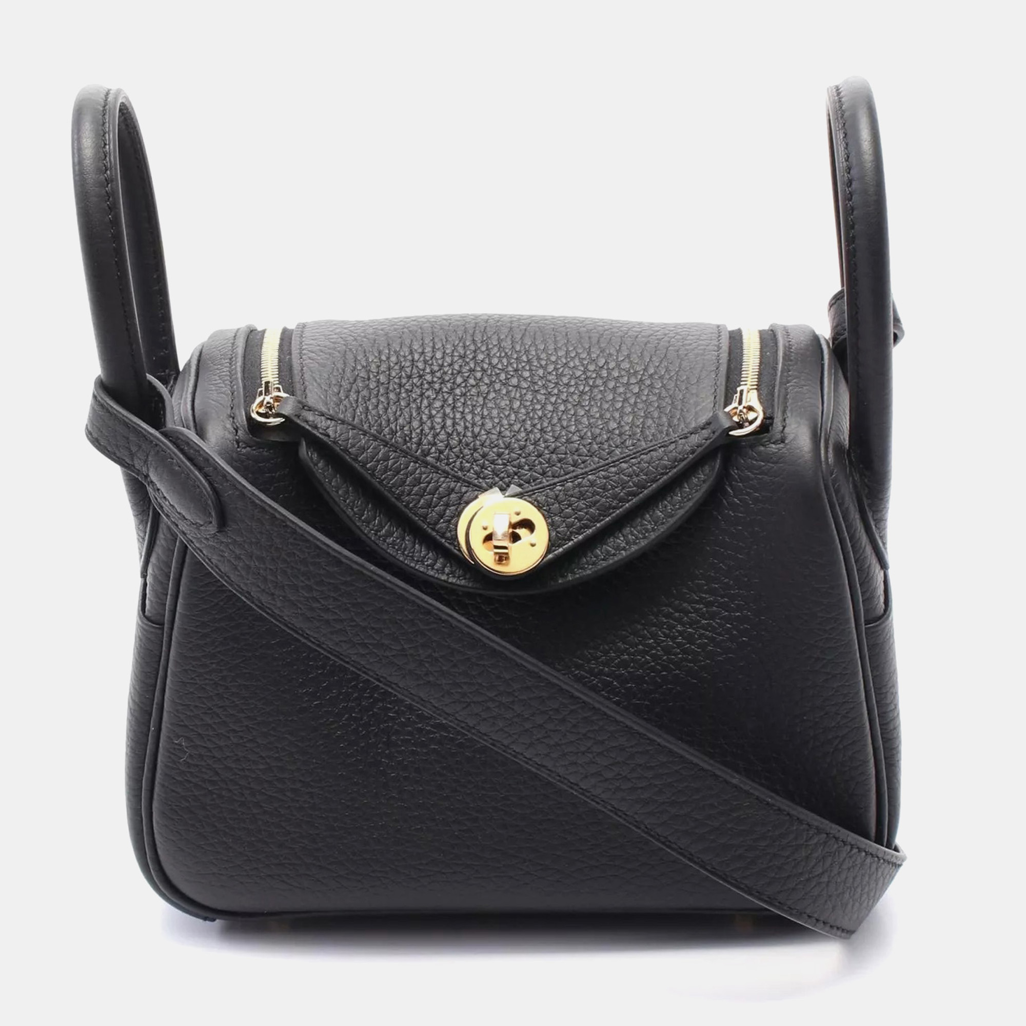 

Hermes Black Clemence Leather Lindy Mini Shoulder Bag