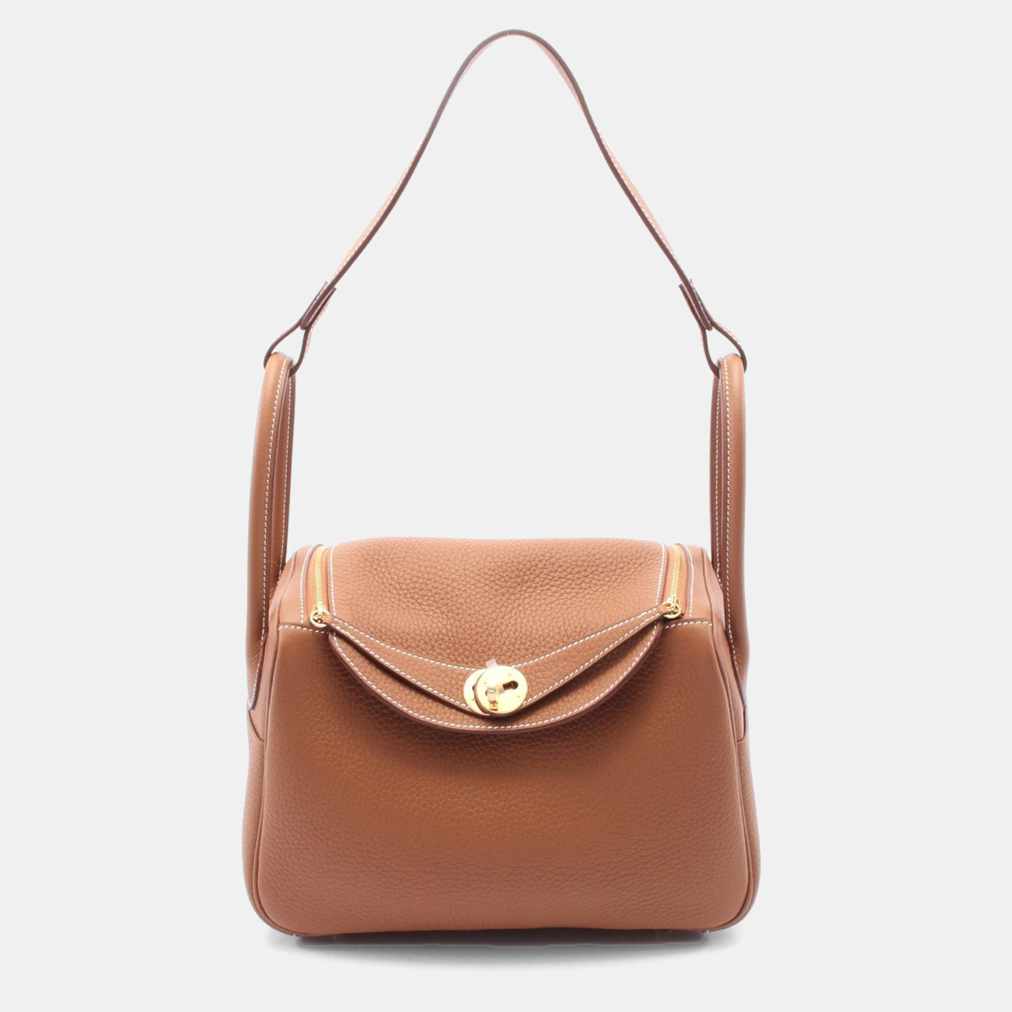 

Hermes Gold Taurillon Clemence Leather Lindy 26 Shoulder Bag