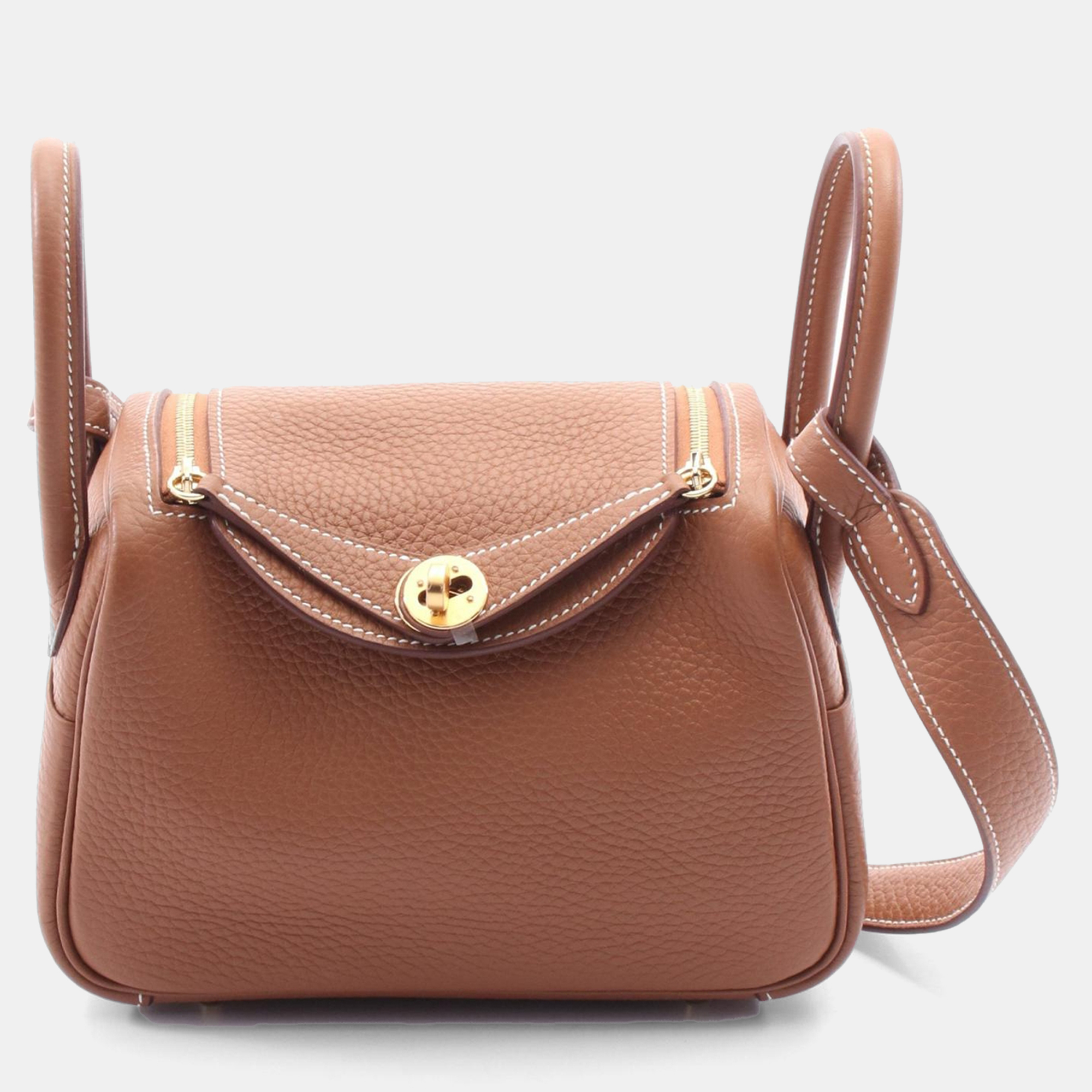 

Hermes Gold Taurillon Clemence Leather Lindy Mini Crossbody Bag