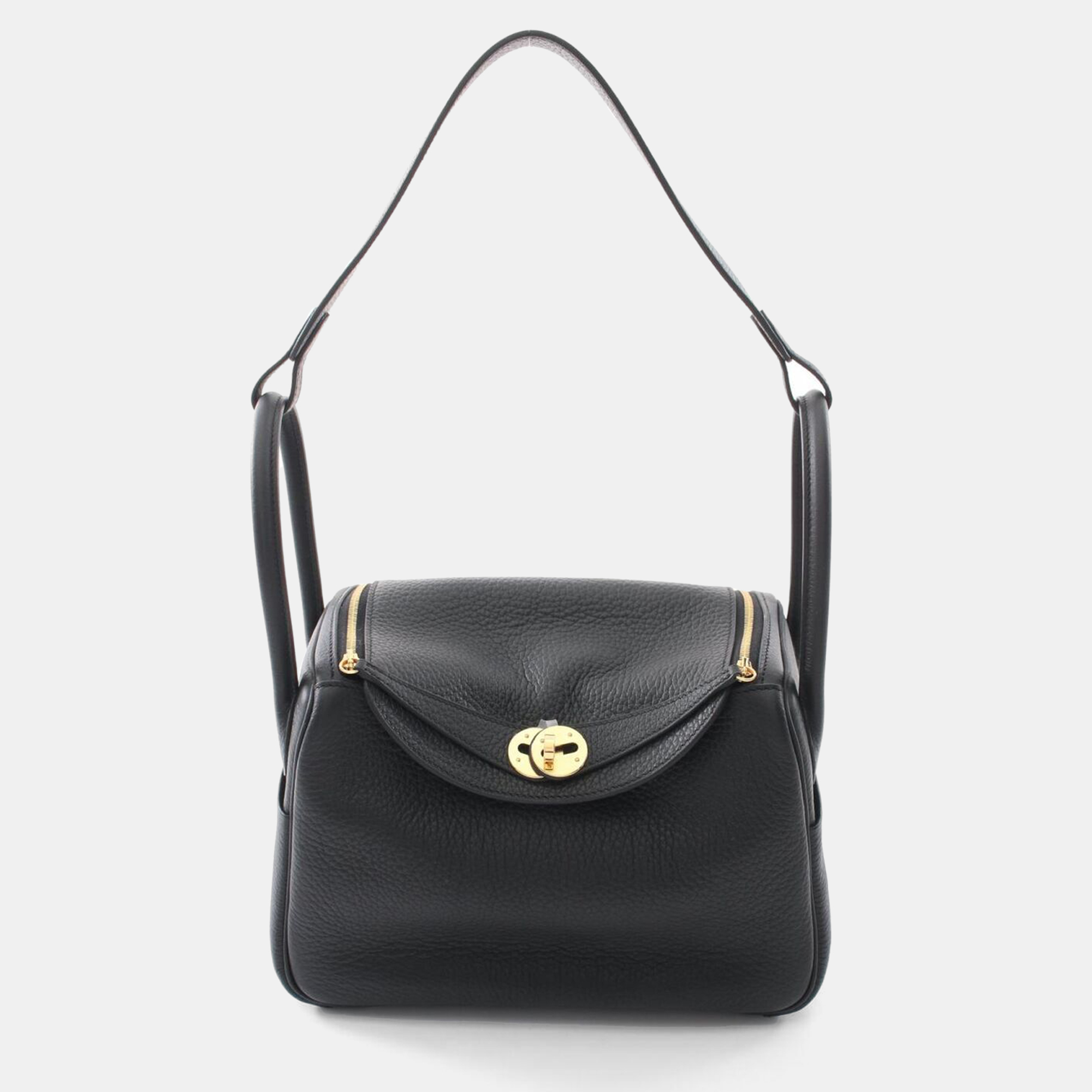 

Hermes Black Taurillon Clemence Leather Lindy 26 Shoulder Bag