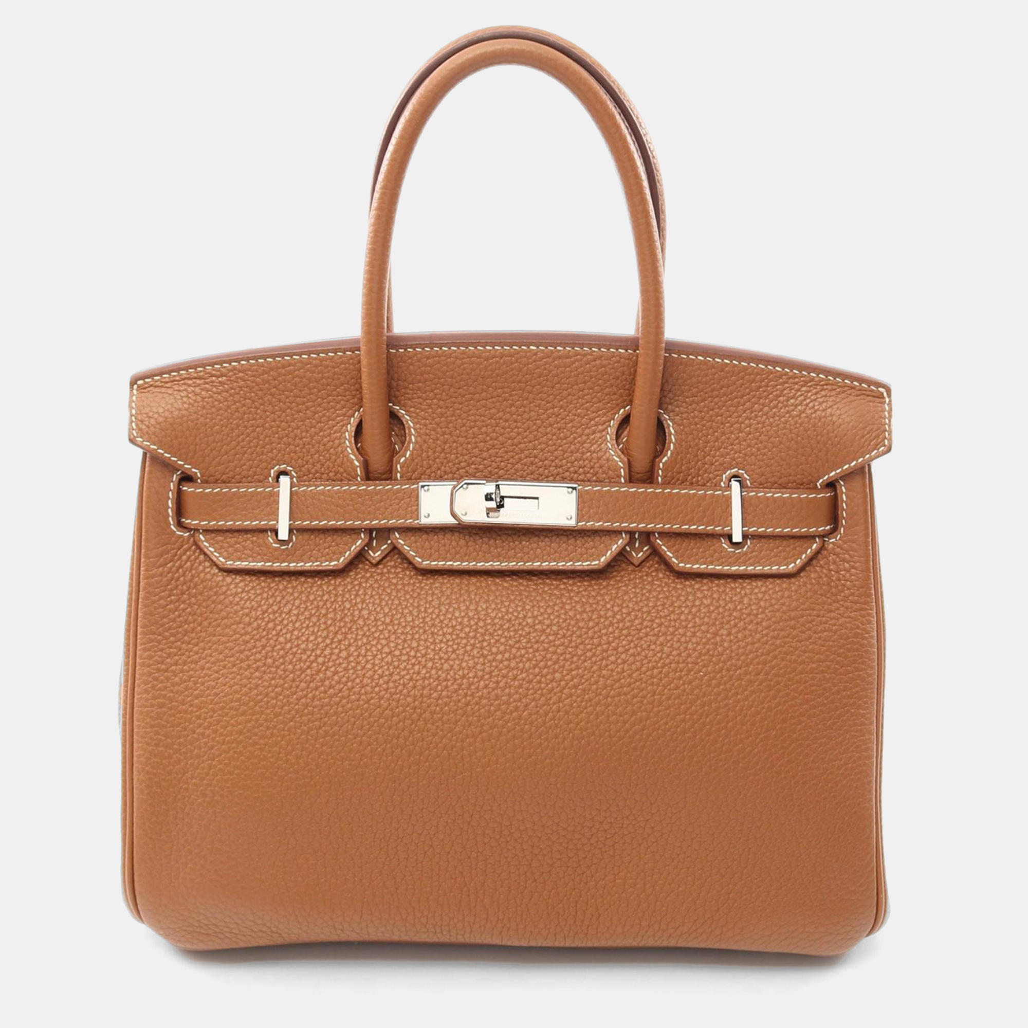 

Hermes Gold Taurillon Clemence Leather Birkin 30 Handbag