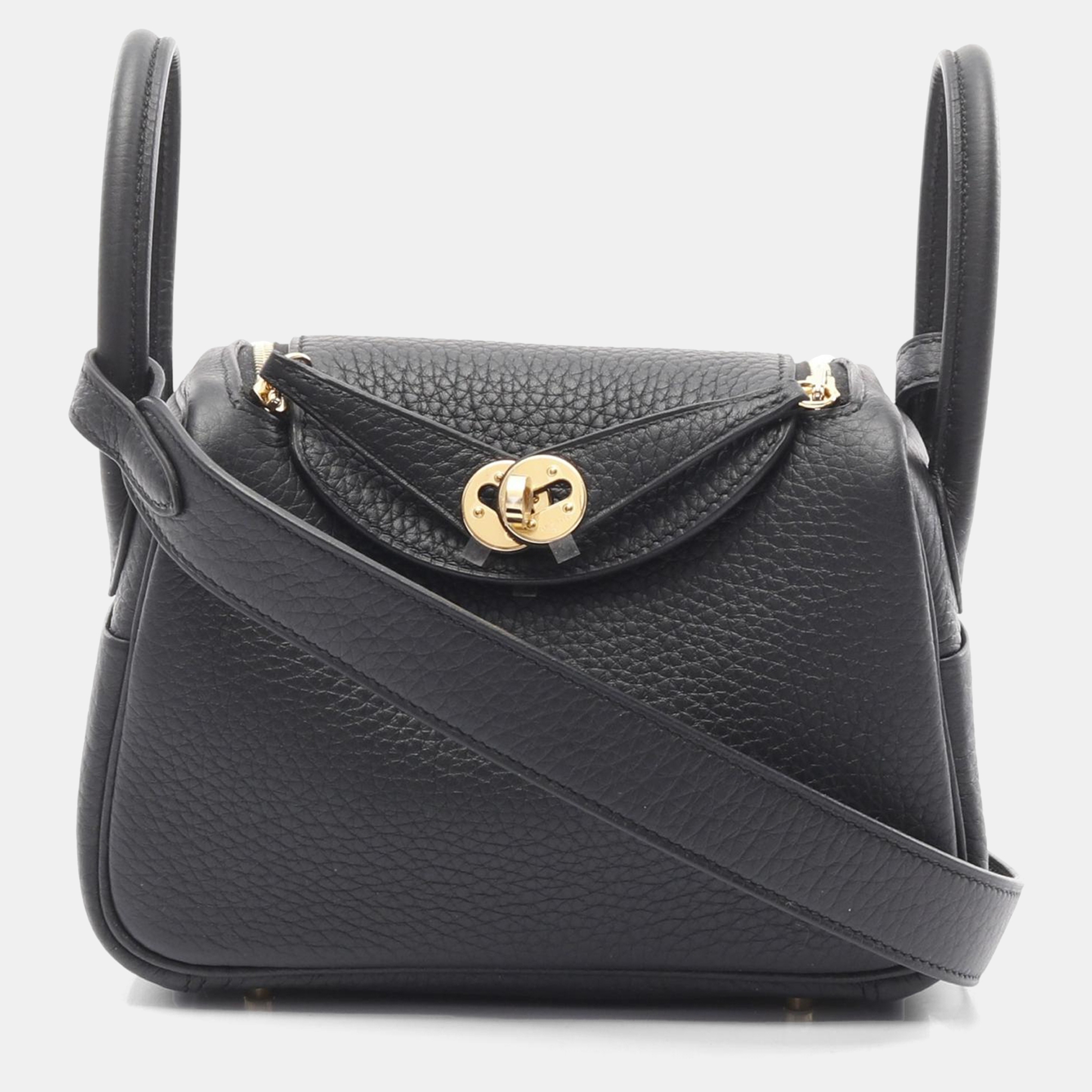 

Hermes Black Clemence Leather Lindy Mini Shoulder Bag