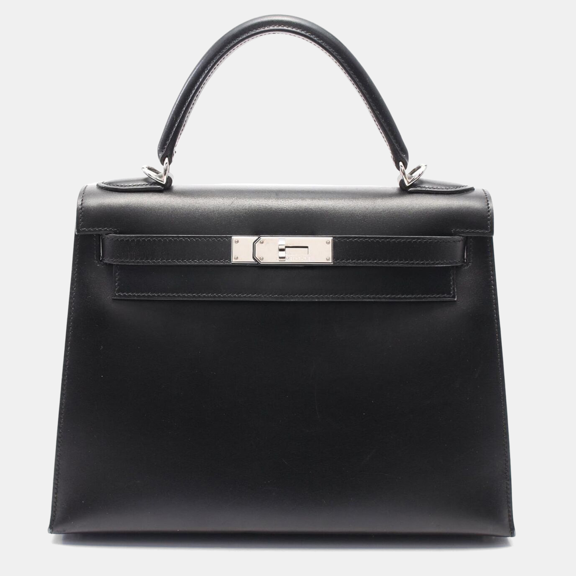

Hermes Black Box Calf Leather Kelly 28 Handbag