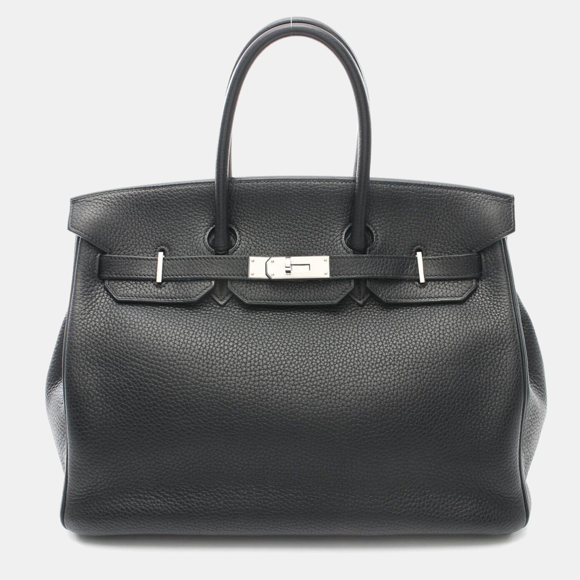 

Hermes Black Taurillon Clemence Leather Birkin 35 Handbag