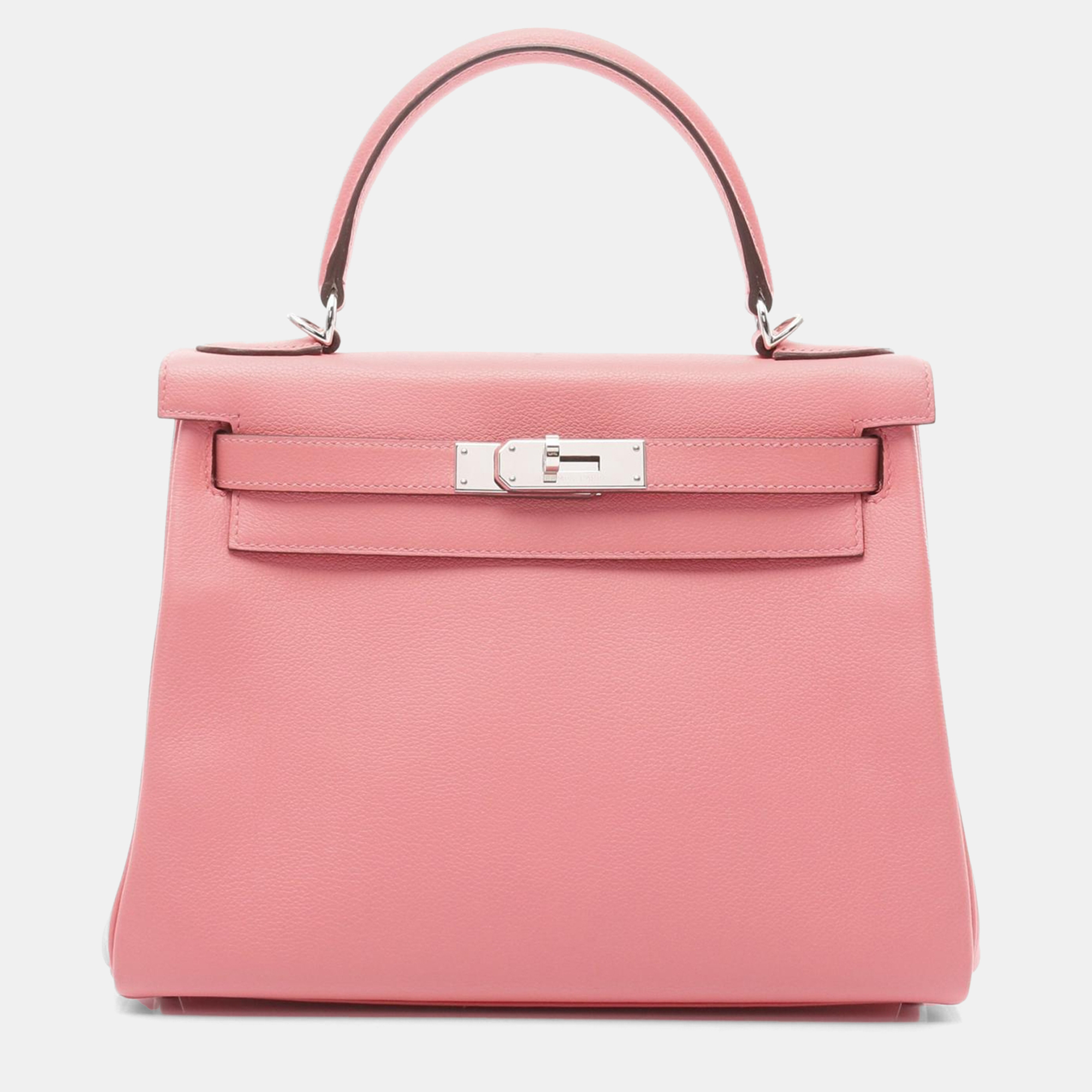 

Hermes Rose Dete Evercolor Leather Kelly 28 Shoulder Bag, Pink