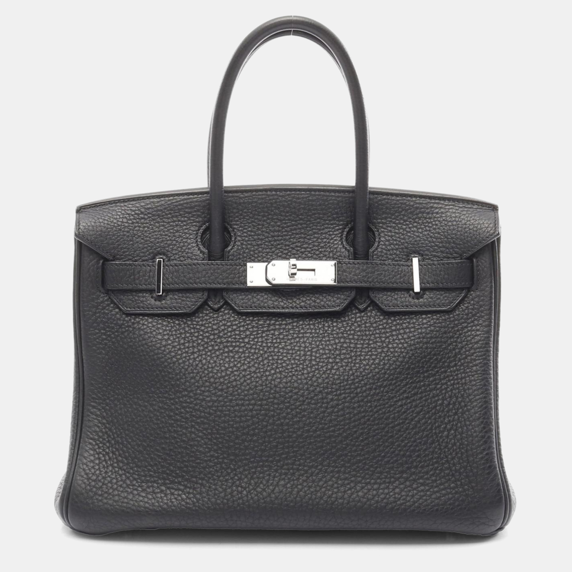 

Hermes Black Taurillon Clemence Leather Birkin 30 Handbag