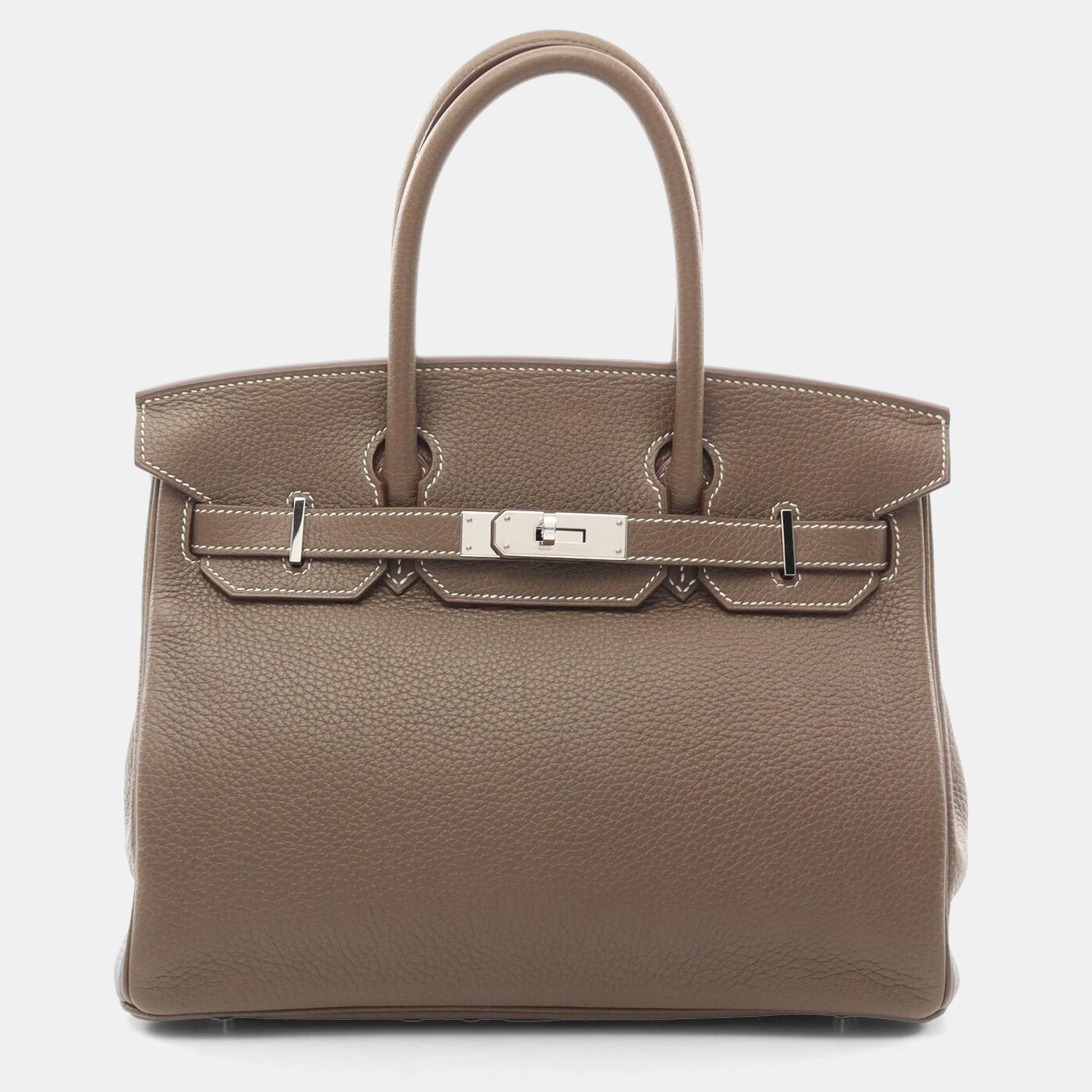 

Hermes Etoupe Grey Togo Leather Birkin 30 Handbag, Brown