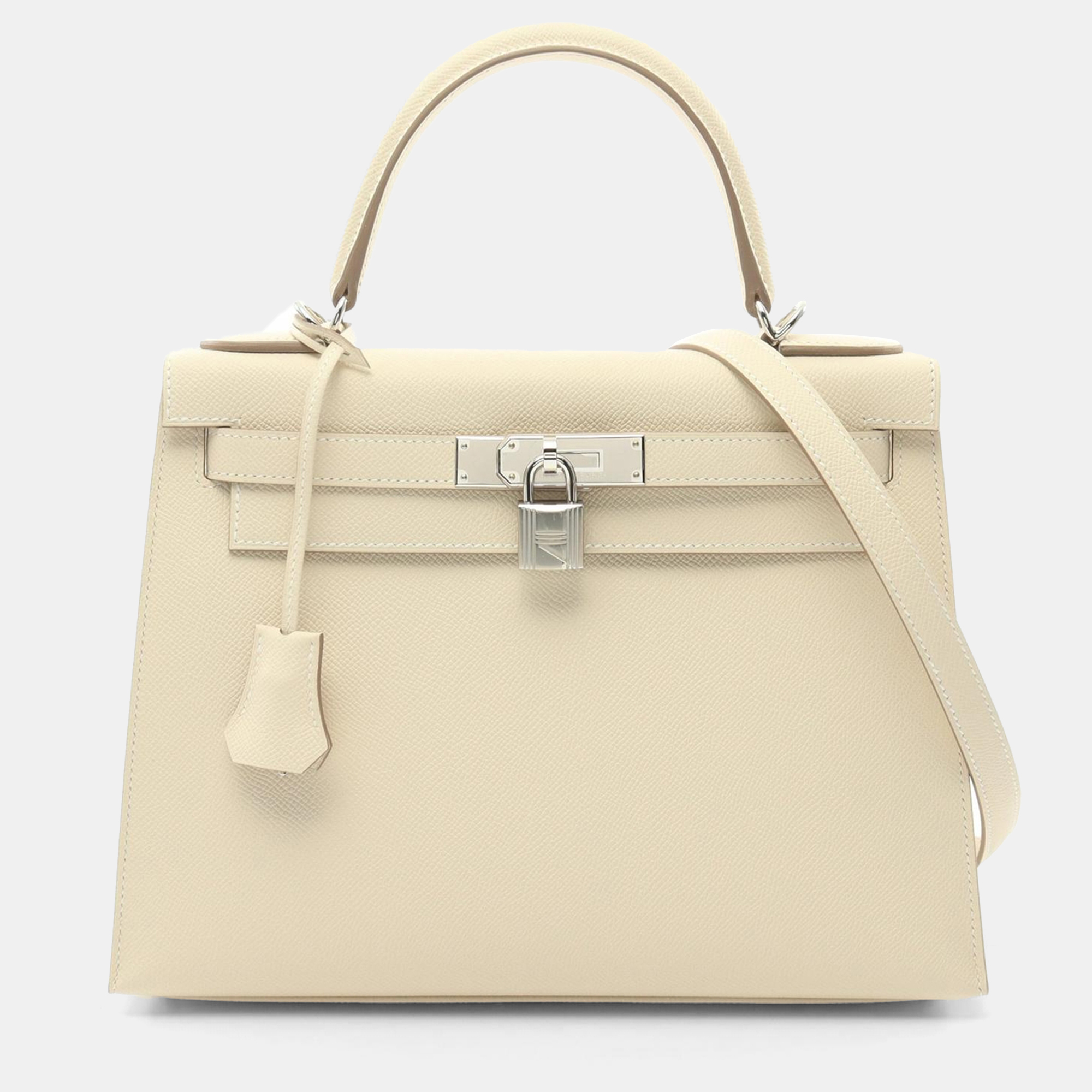 

Hermes Beton Epsom Leather Kelly 28 Shoulder Bag, Beige