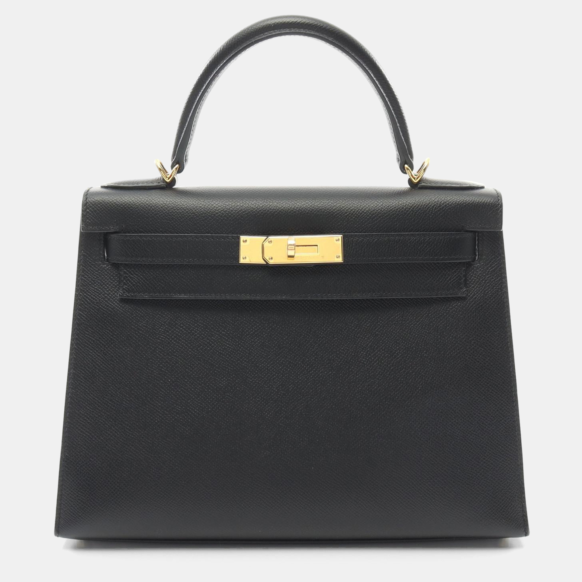 

Hermes Black Epsom Leather Kelly 28 Handbag