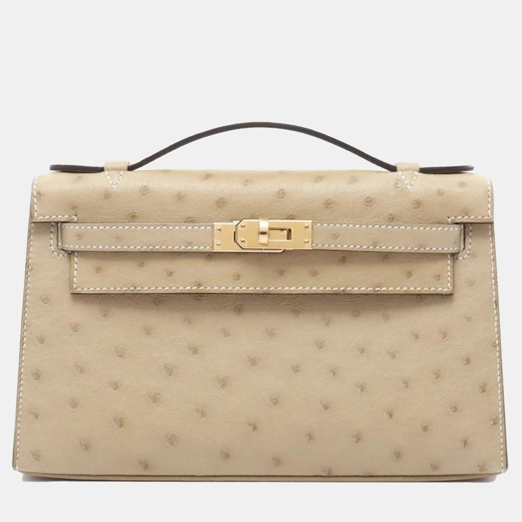

Hermes Mini Trench Kelly Pochette, Beige