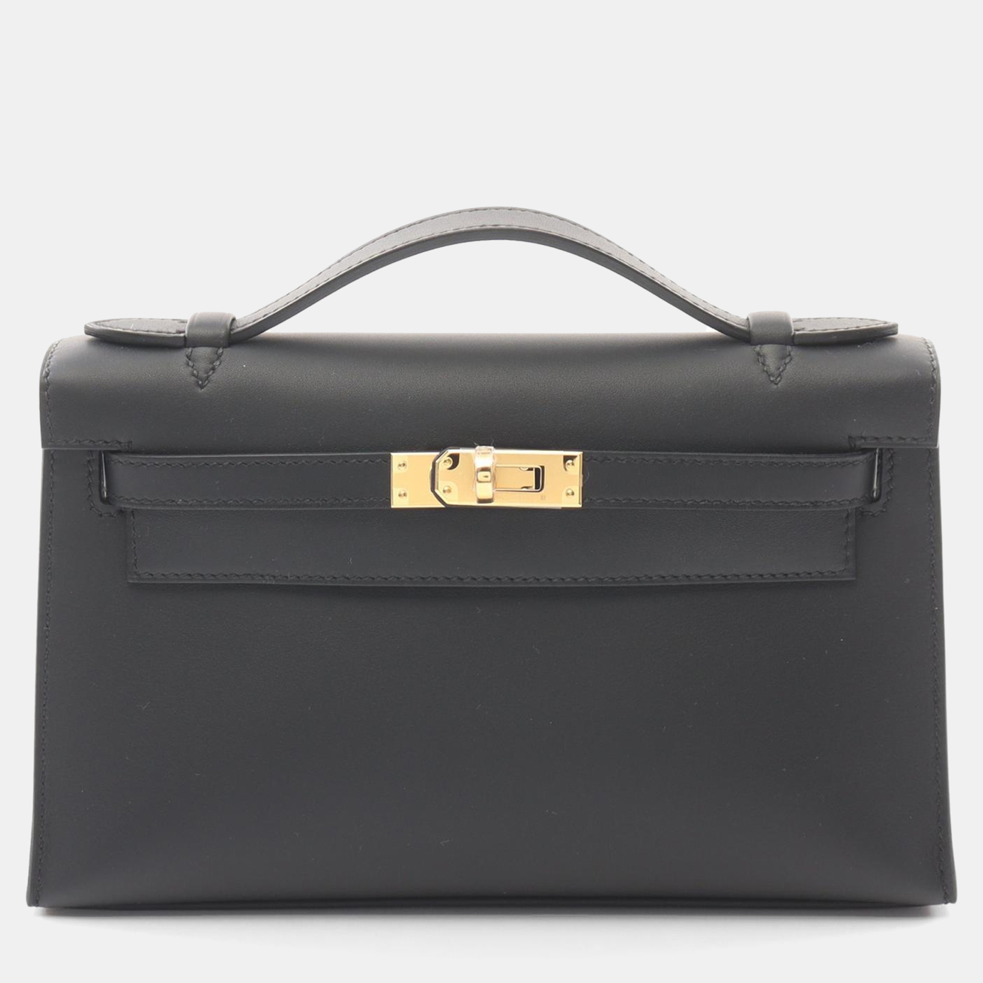 

Hermes Black Swift Leather Kelly Mini Pochette Bag