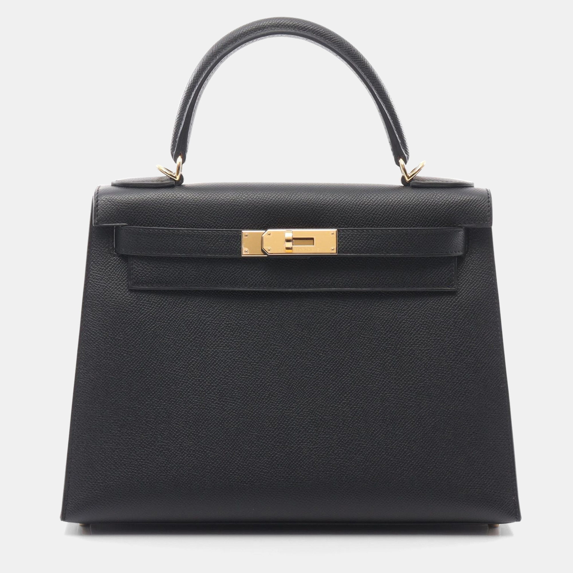 

Hermes Black Epsom Leather Kelly 28 Shoulder Bag