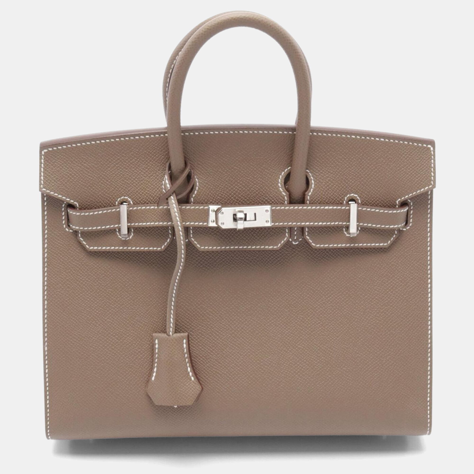 

Hermes Etoupe Grey Epsom Leather Birkin 25 Handbag, Brown