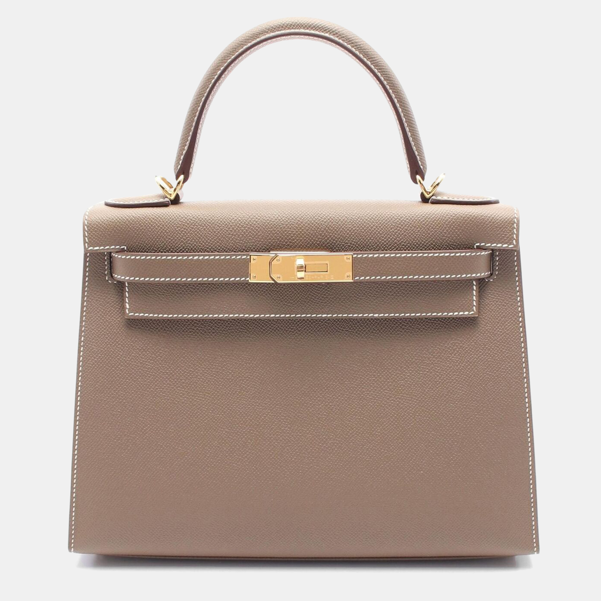 

Hermes Etoupe Grey Epsom Leather Kelly 28 Shoulder Bag, Brown