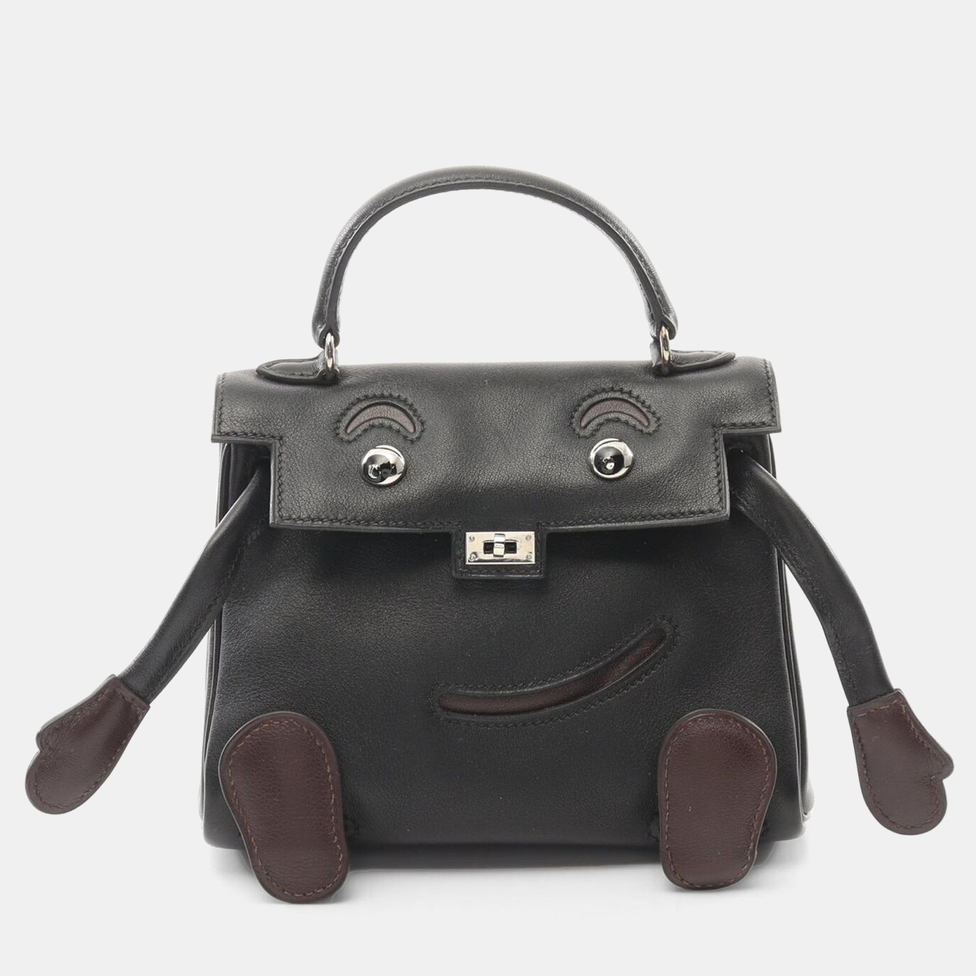 

Hermes Black Gulliver Leather Kelly Doll Handbag