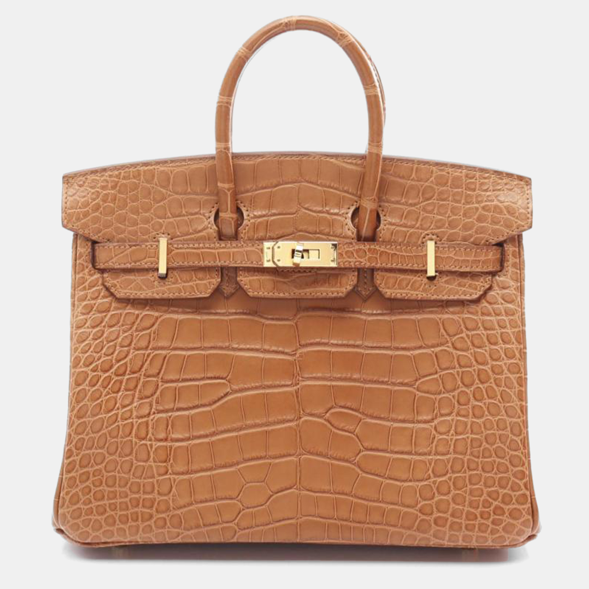 

Hermes Brown Matte Alligator Leather Birkin 25 Bag