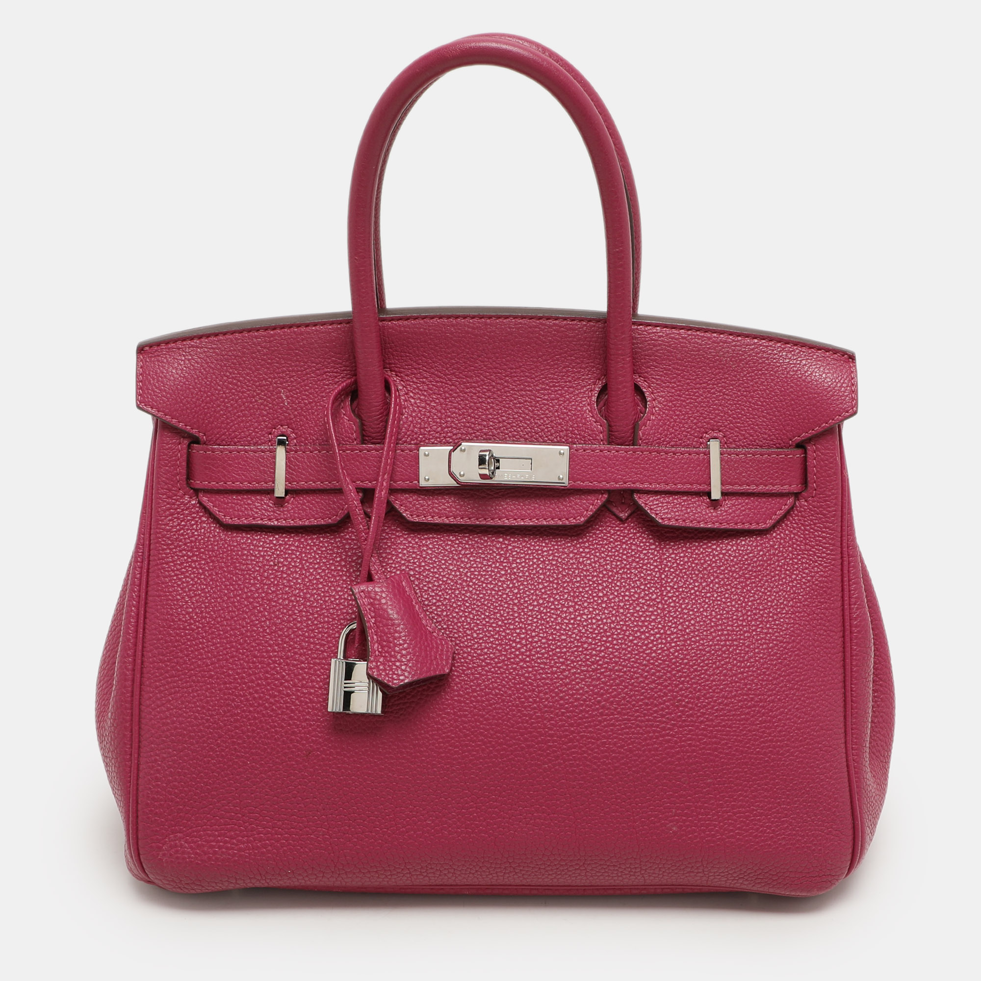

Hermes Tosca Togo Leather Palladium Finish Birkin 30 Bag, Purple
