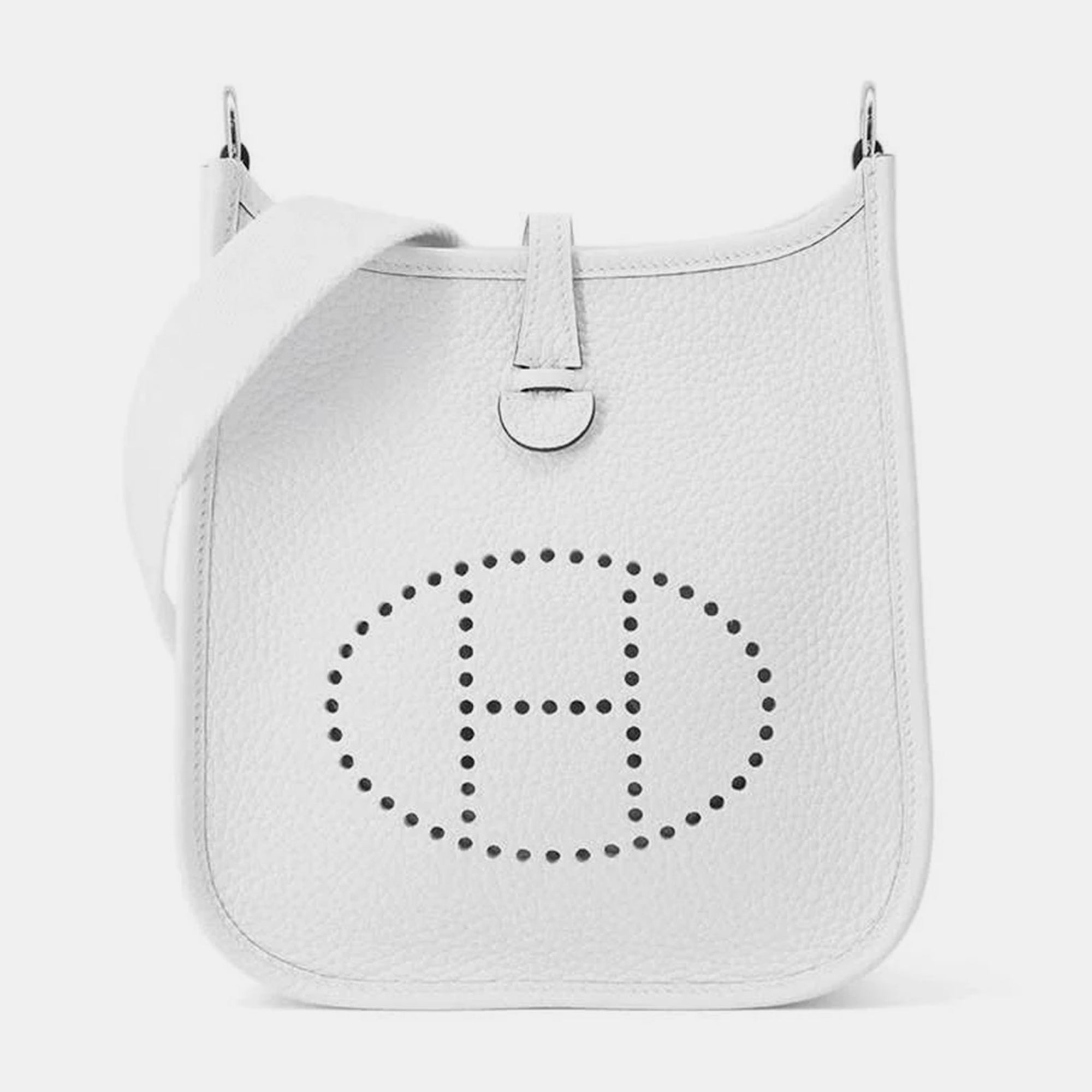 

Hermes White Taurillon Clemence Evelyne TPM Shoulder Bag