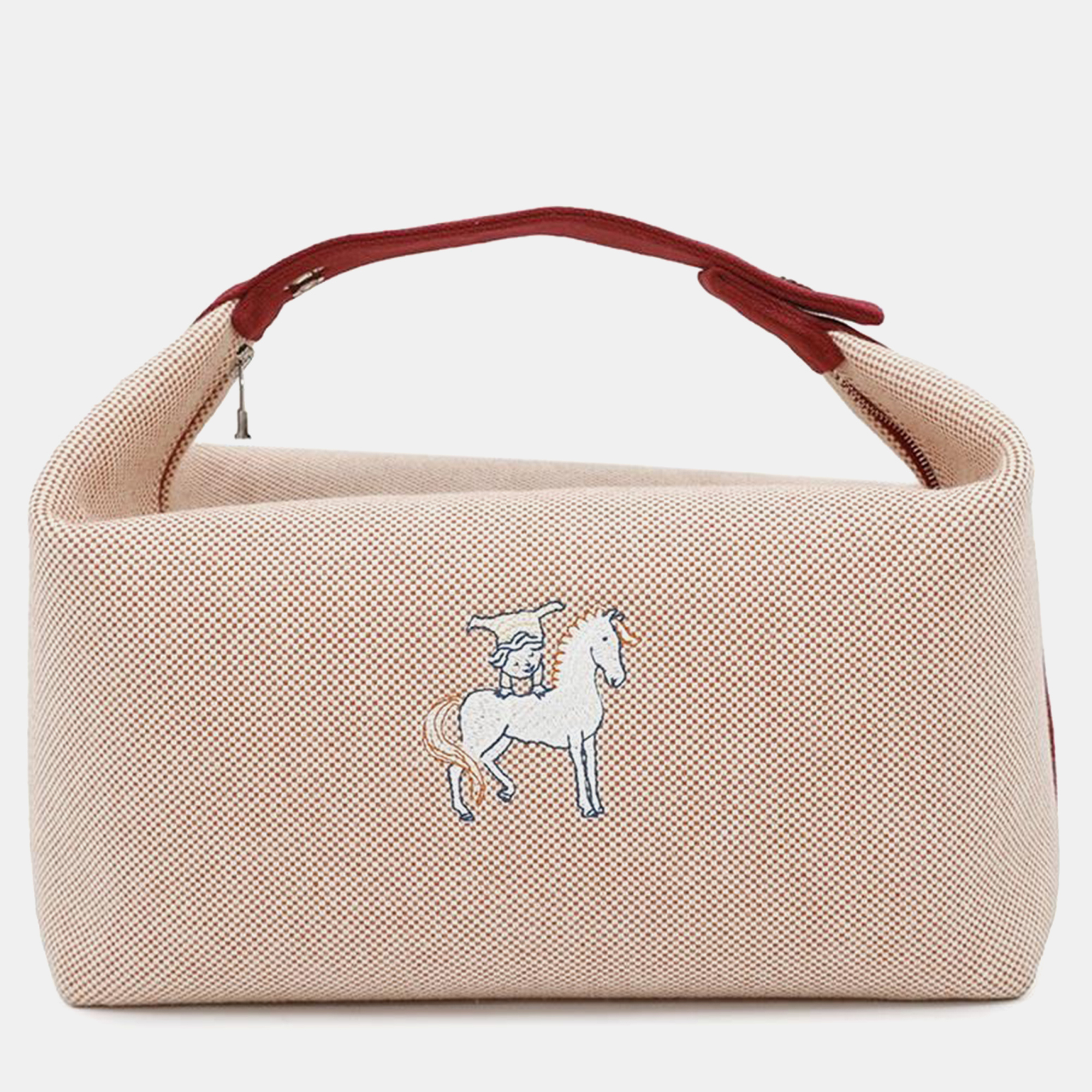 

Hermes Terracotta Toile H Bride-a-Brac GM, Beige