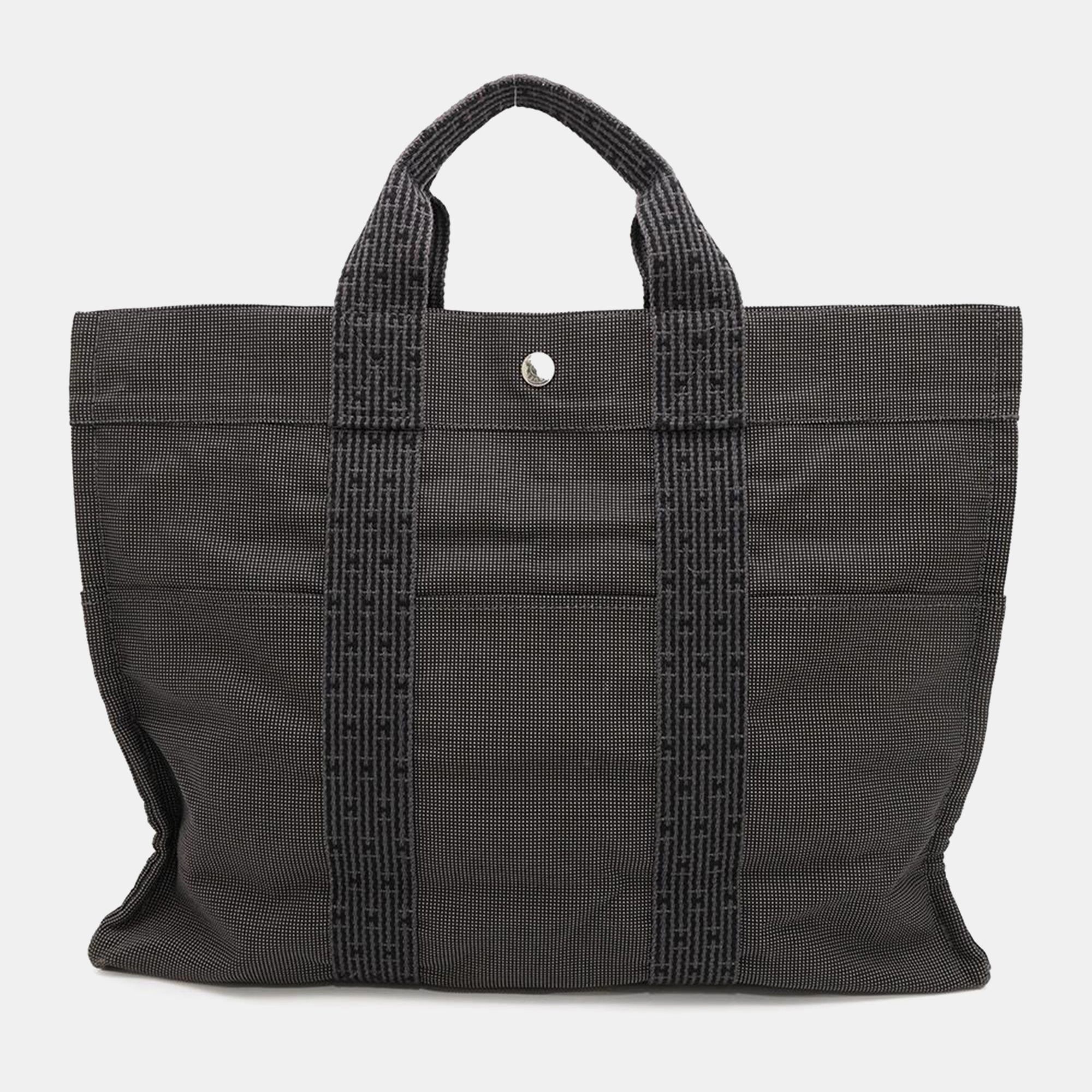 

Hermes Gray Canvas Her Line Tote MM, Grey