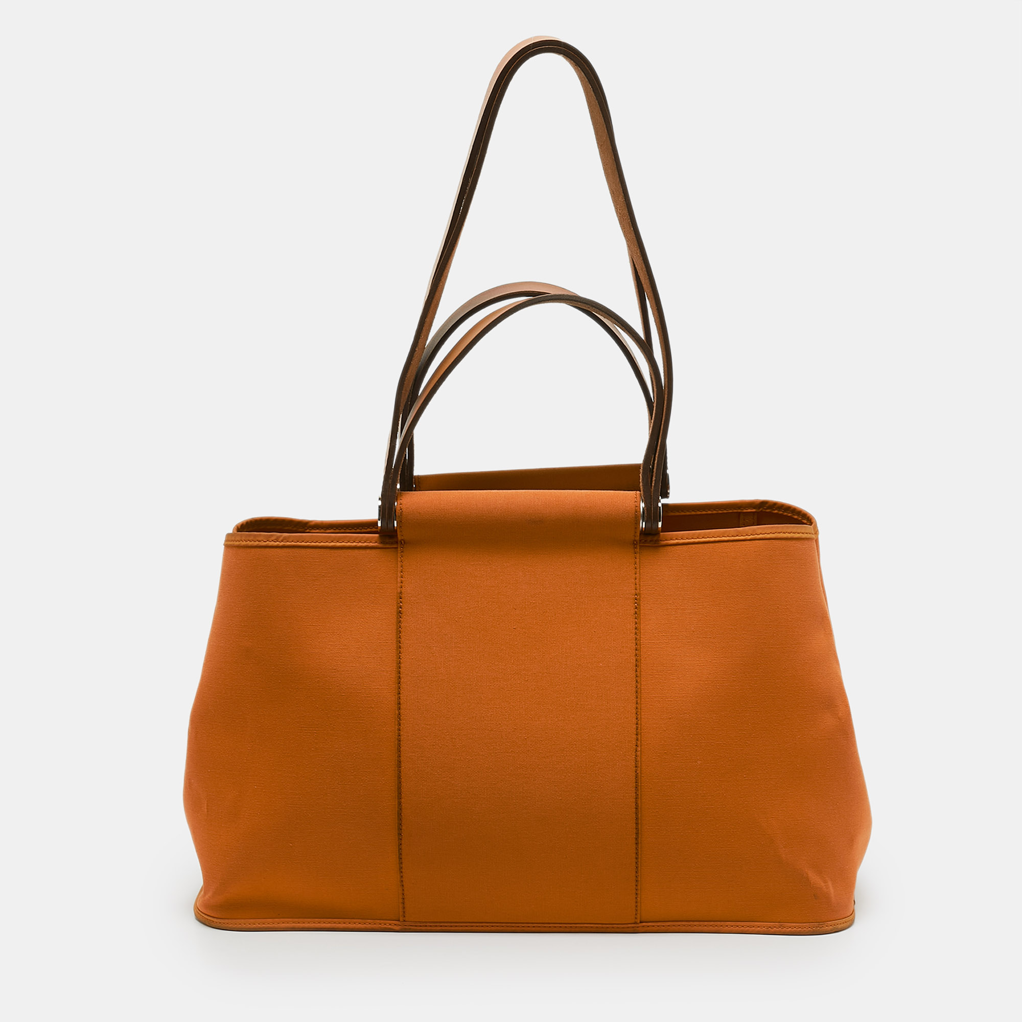 

Hermes Orange Canvas and Leather Cabag Elan Tote