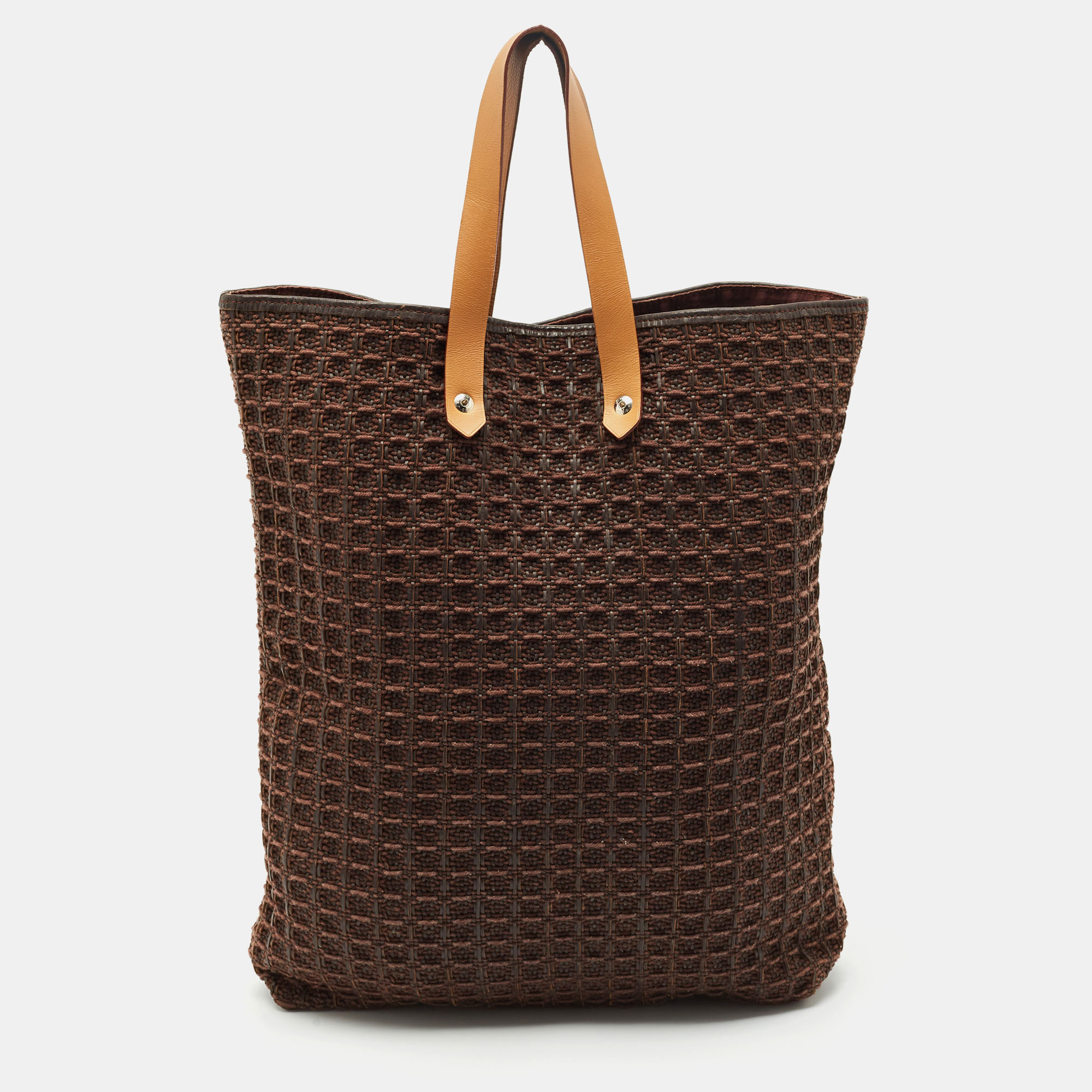 

Hermes Dark Brown Woven Canvas and Leather Ahmedabad Tote