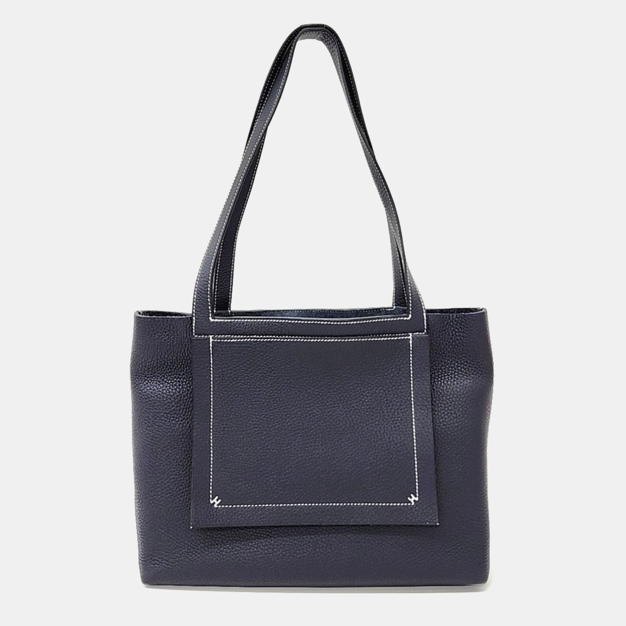 

Hermes Black Leather Cavaselier bag