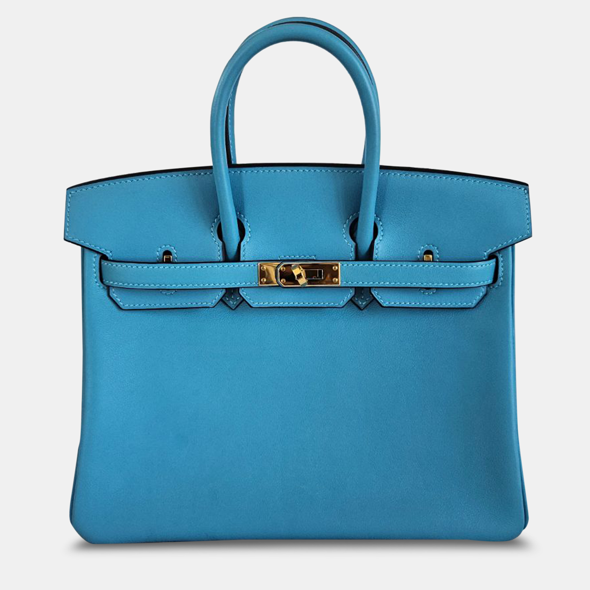 

Hermes Ciel Swift Leather Gold Finish Birkin 25, Blue