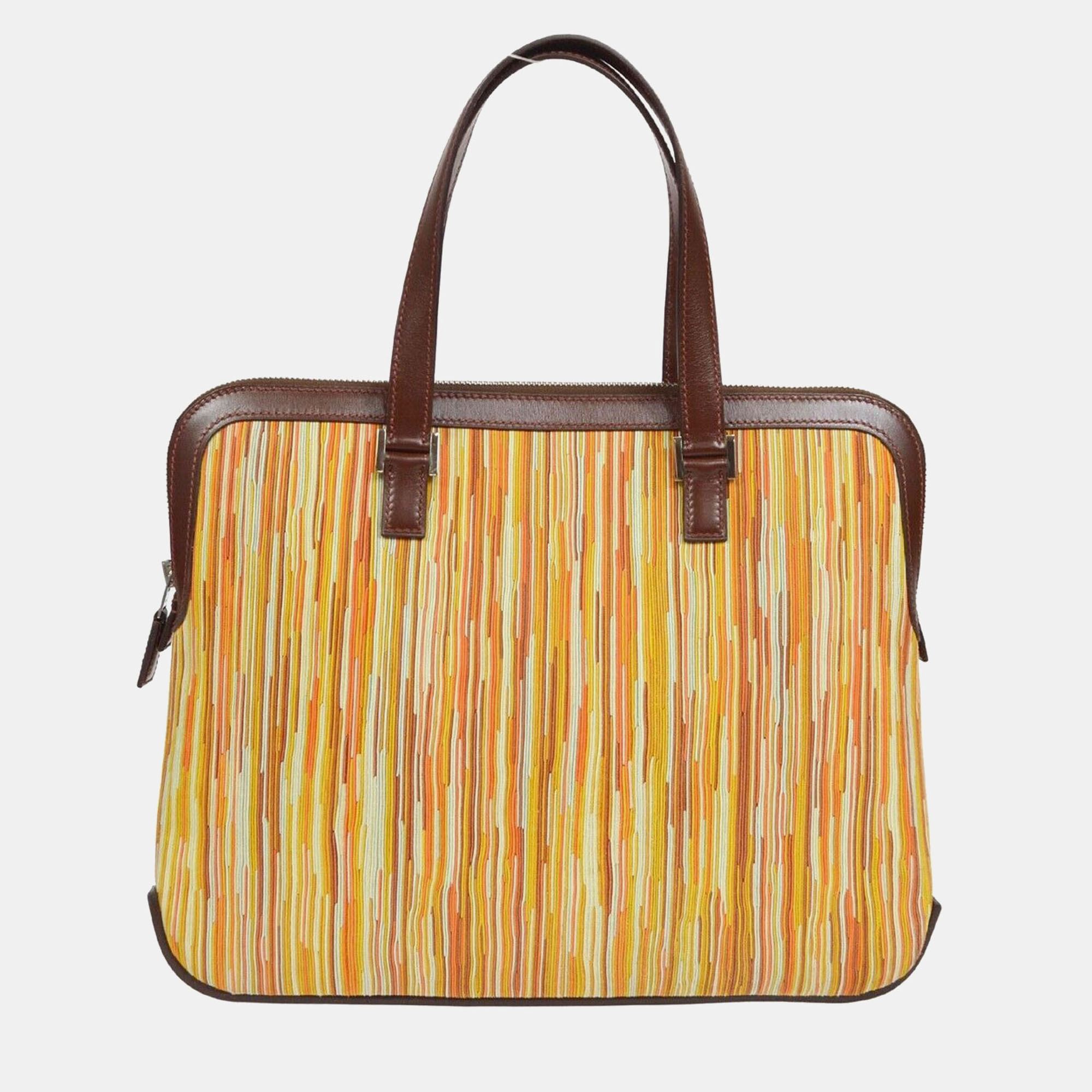 

Hermes Orange Brown Vibrato Box Calf Escapade Handbag