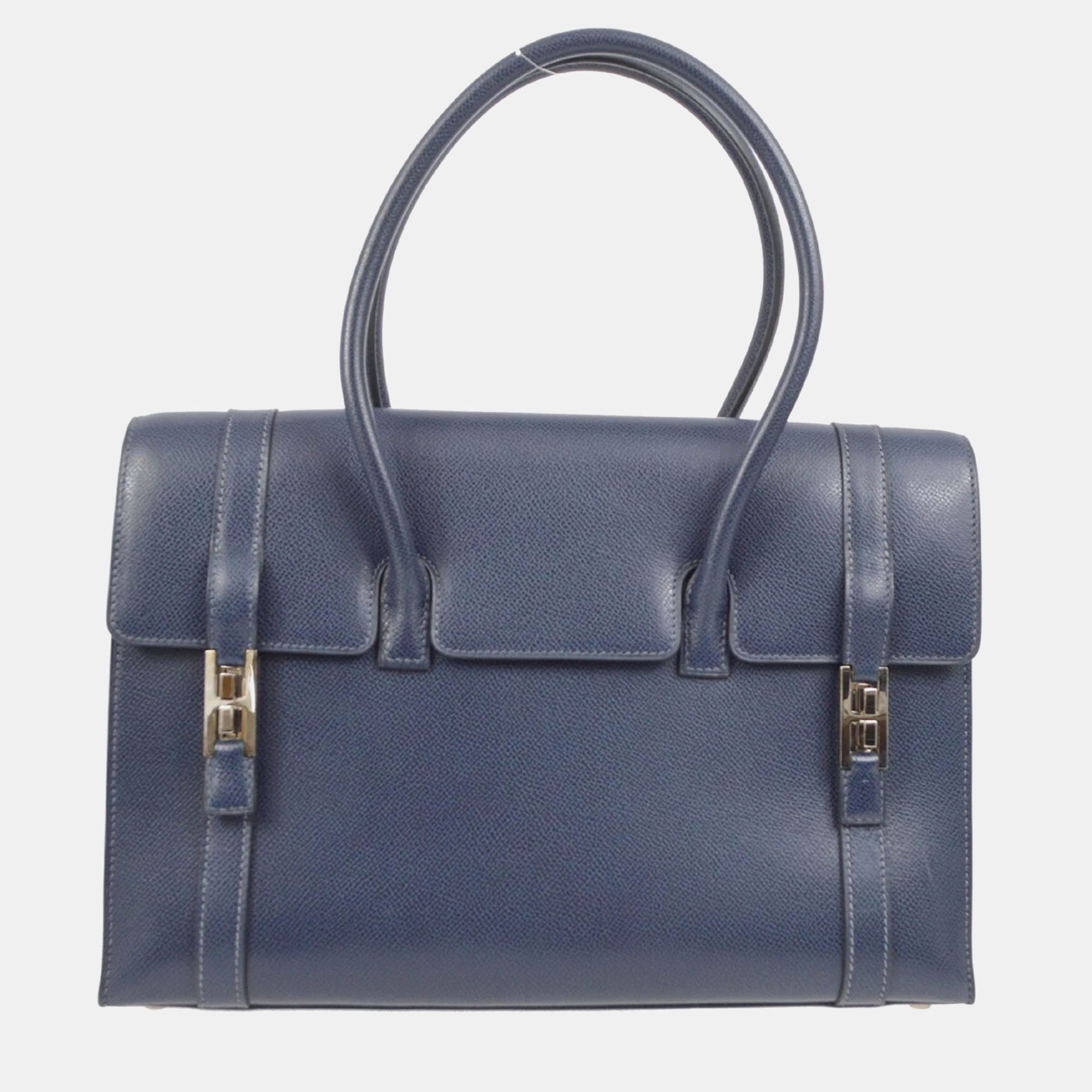 

Hermes Navy Lisse Drag 2 32 Handbag, Navy blue