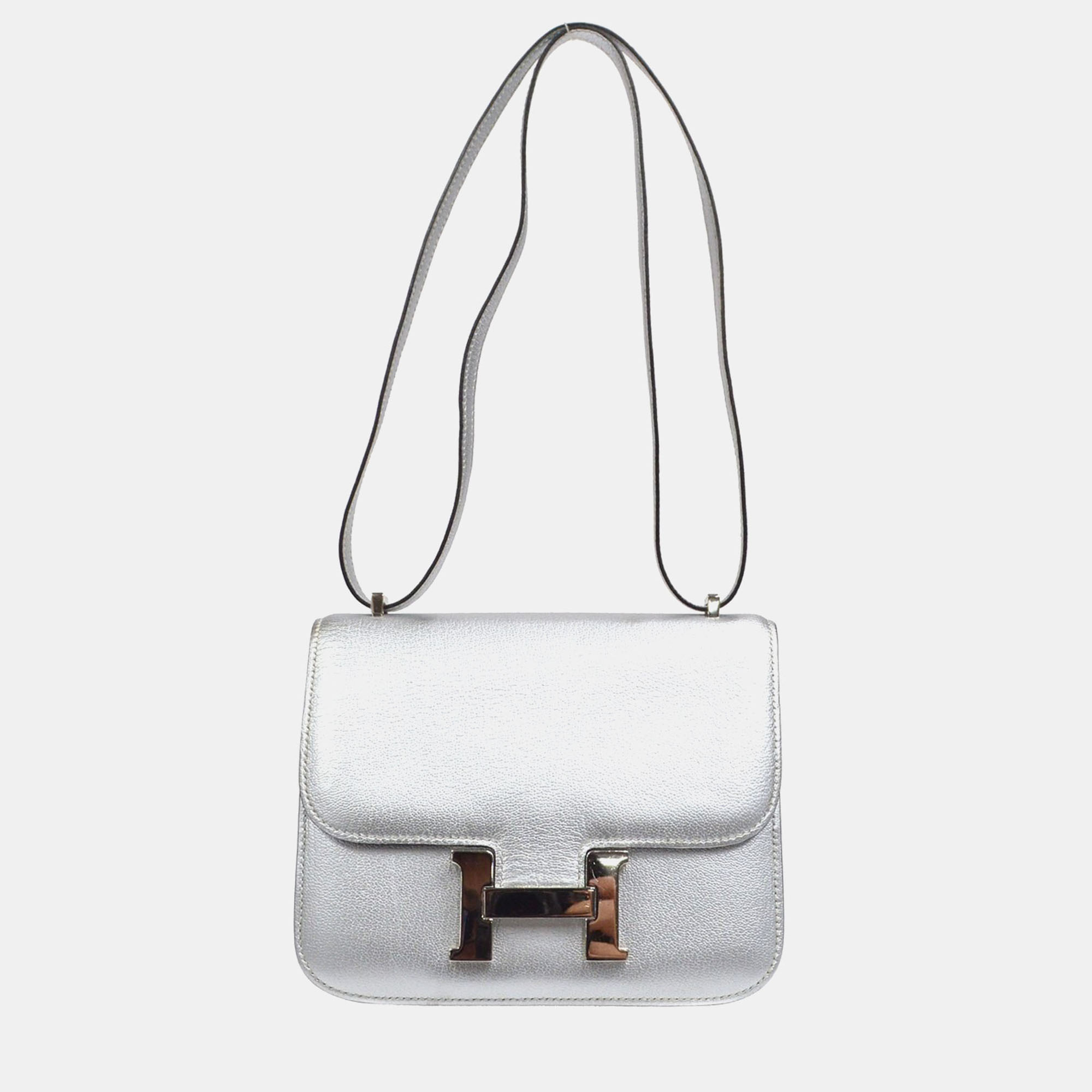 

Hermes Silver Chevre Constance 18 Shoulder Bag