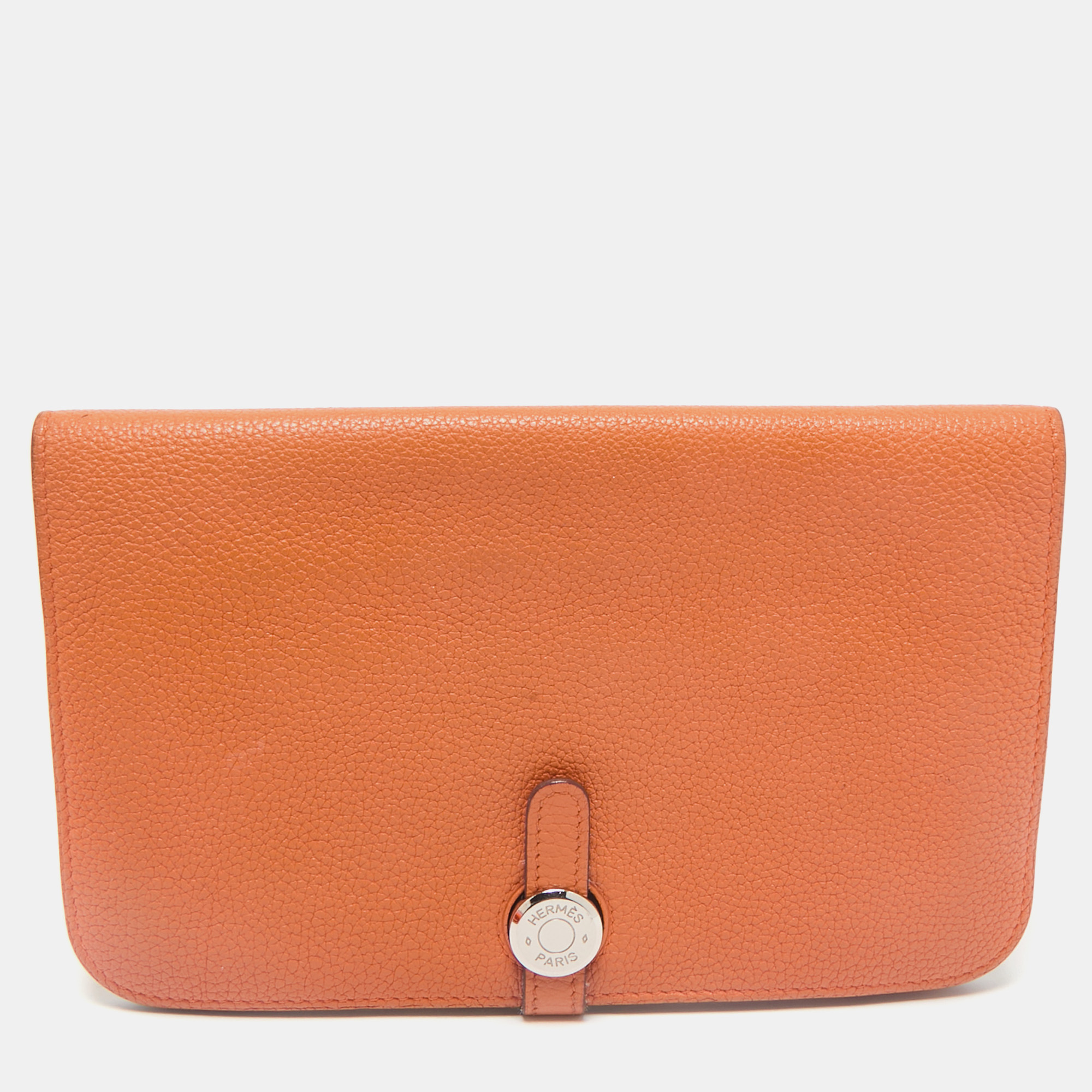 

Hermes Orange Togo Leather Dogon Duo Wallet