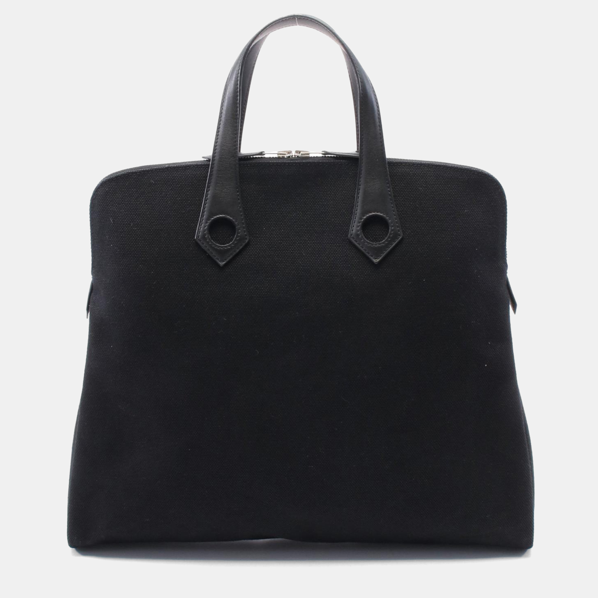 

Hermes Black Canvas Leather Sack Eboo Handbag Size