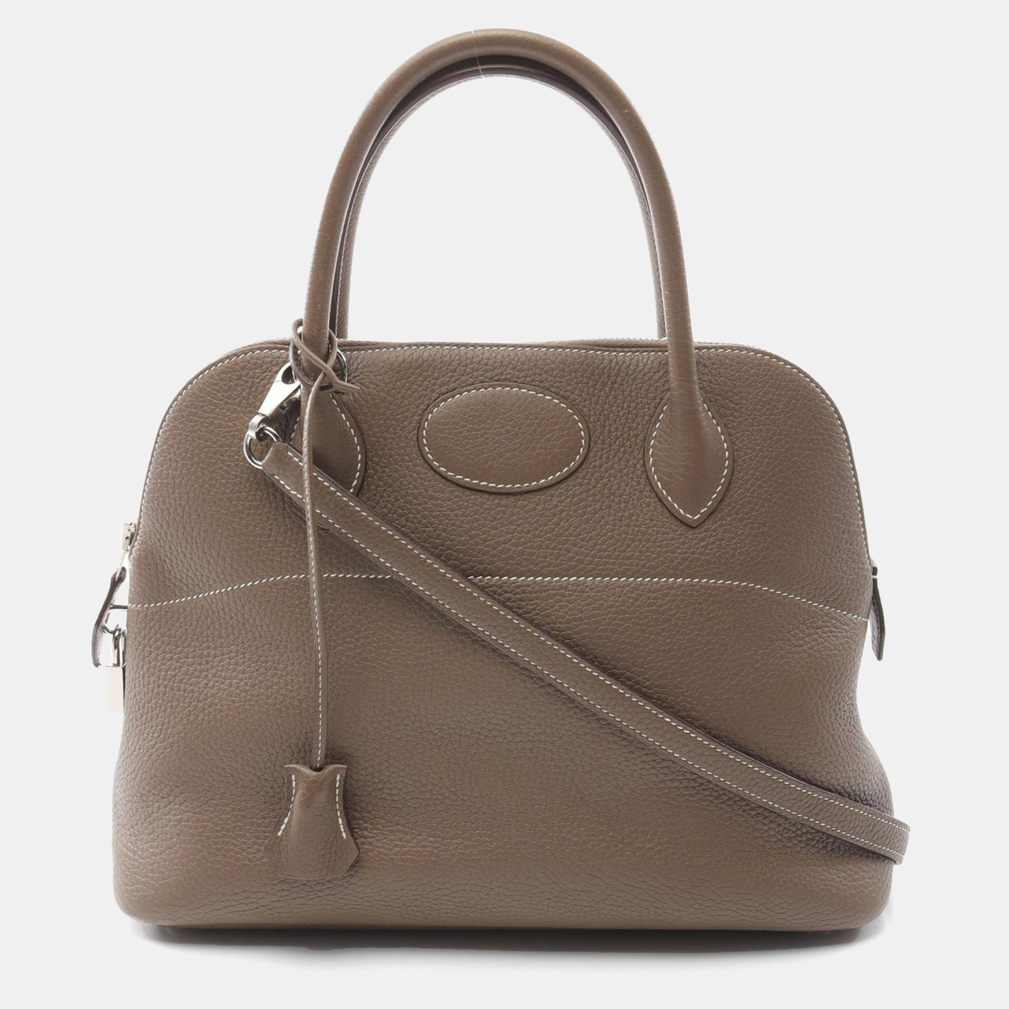 

Hermes Etoupe Grey Clemence Leather 2Way Bolide 31