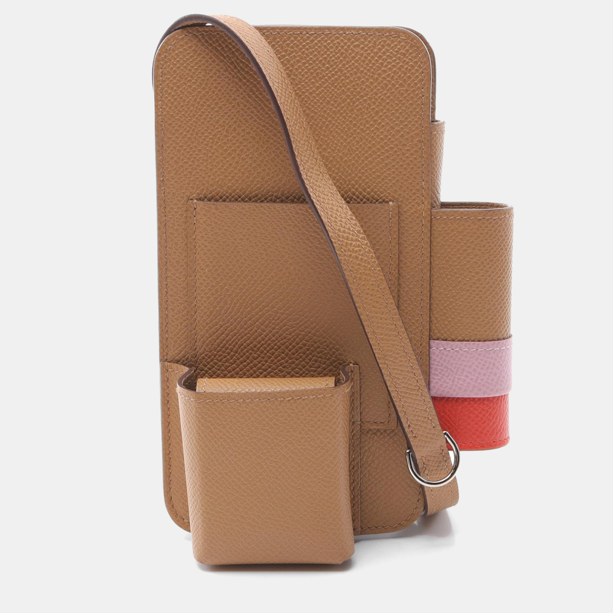 

Hermes Brown Pink Epsom Leather Way Crossbody Shoulder Bag