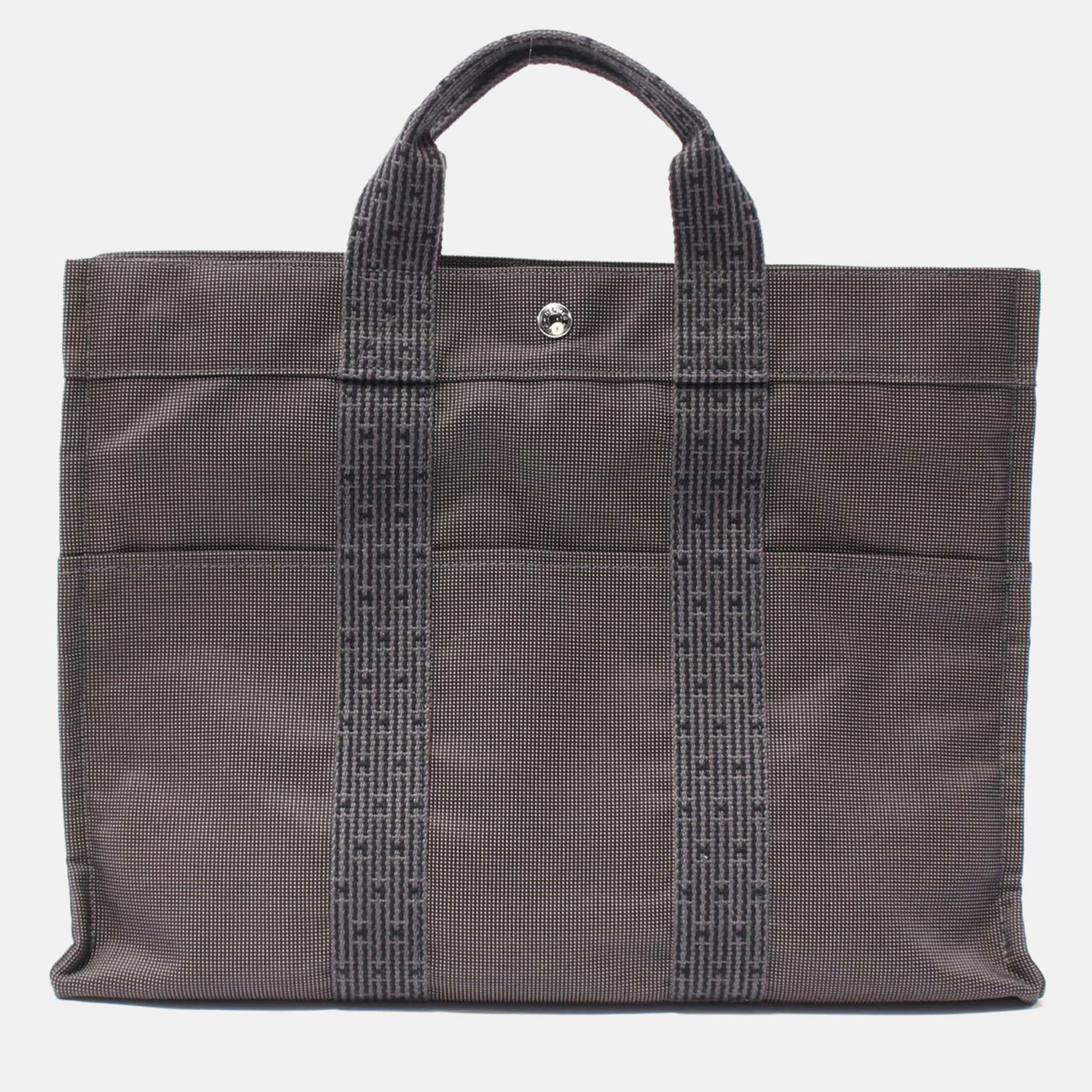 

Hermes Gray Canvas Nylon Herline Tote MM, Grey